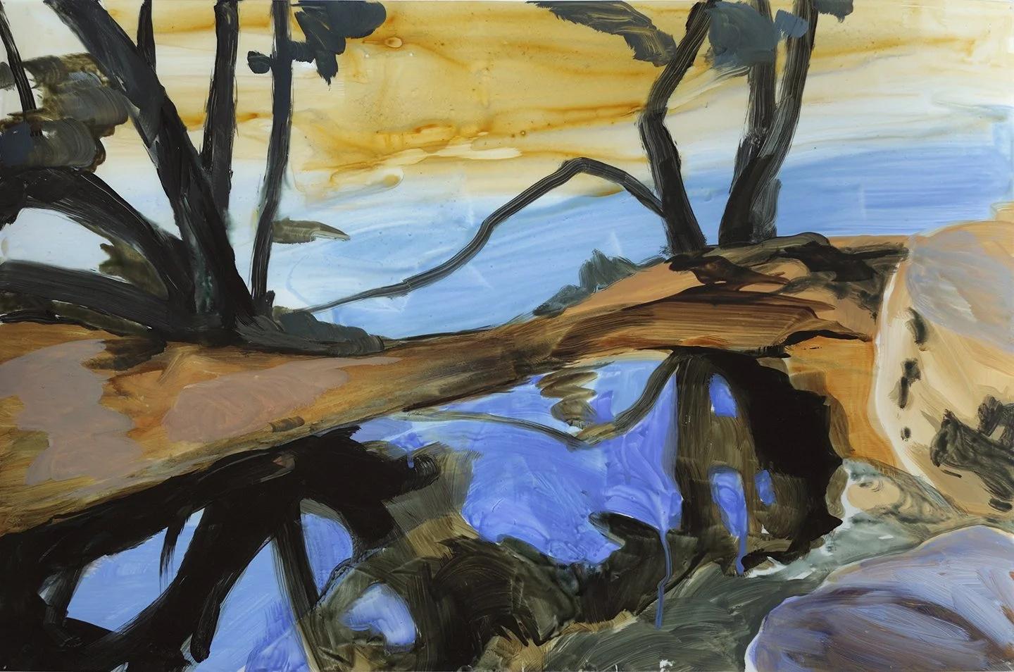 Flooded River, 2023, Acrylic on panel, 12.5 x 19 inches