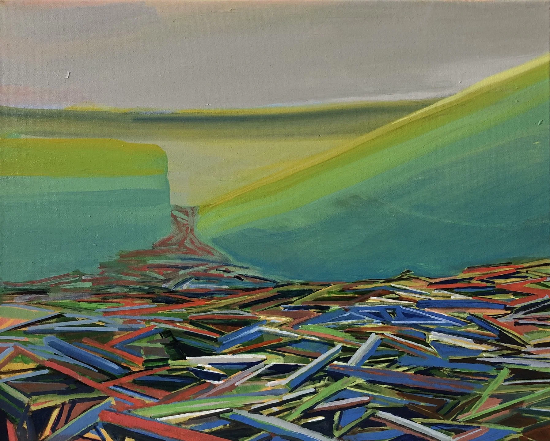 River of Sticks, 2021, Acrylic on canvas, 16 x 20 inches