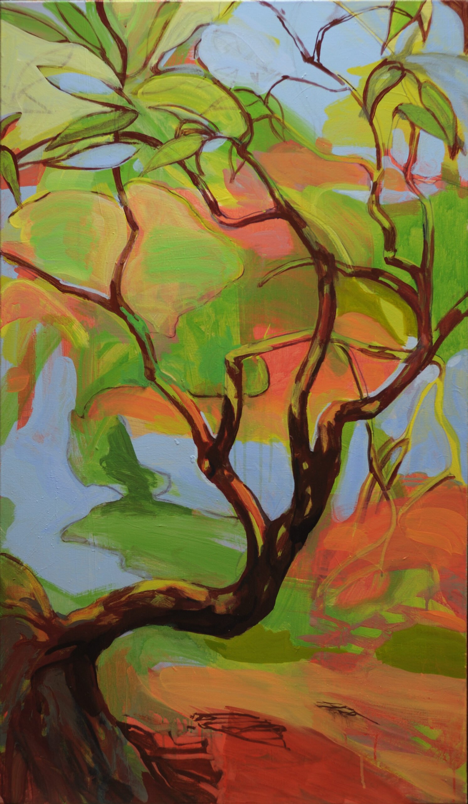 Steep Bank Tree, 2022, Acrylic on canvas, 47 × 28 inches