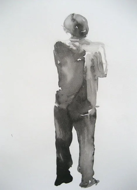 museum man, 2014, Charcoal on paper