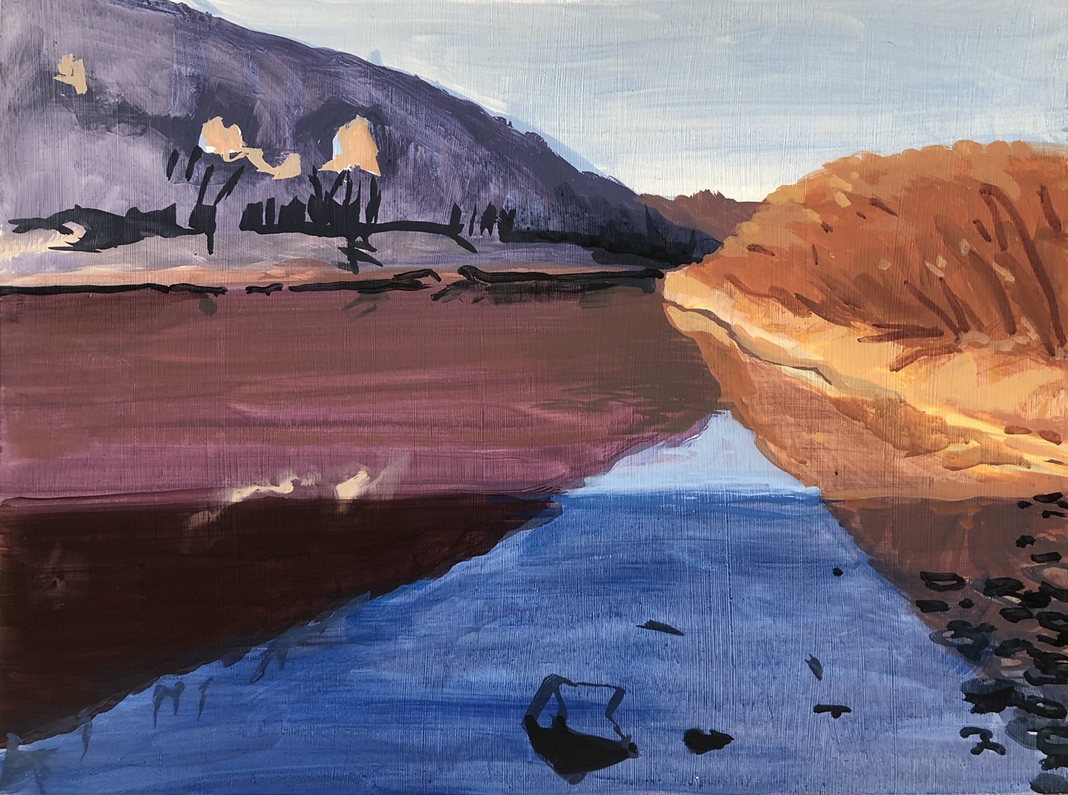 Shadow of the Bridge, 2021, Acrylic on panel, 18 x 24 inches