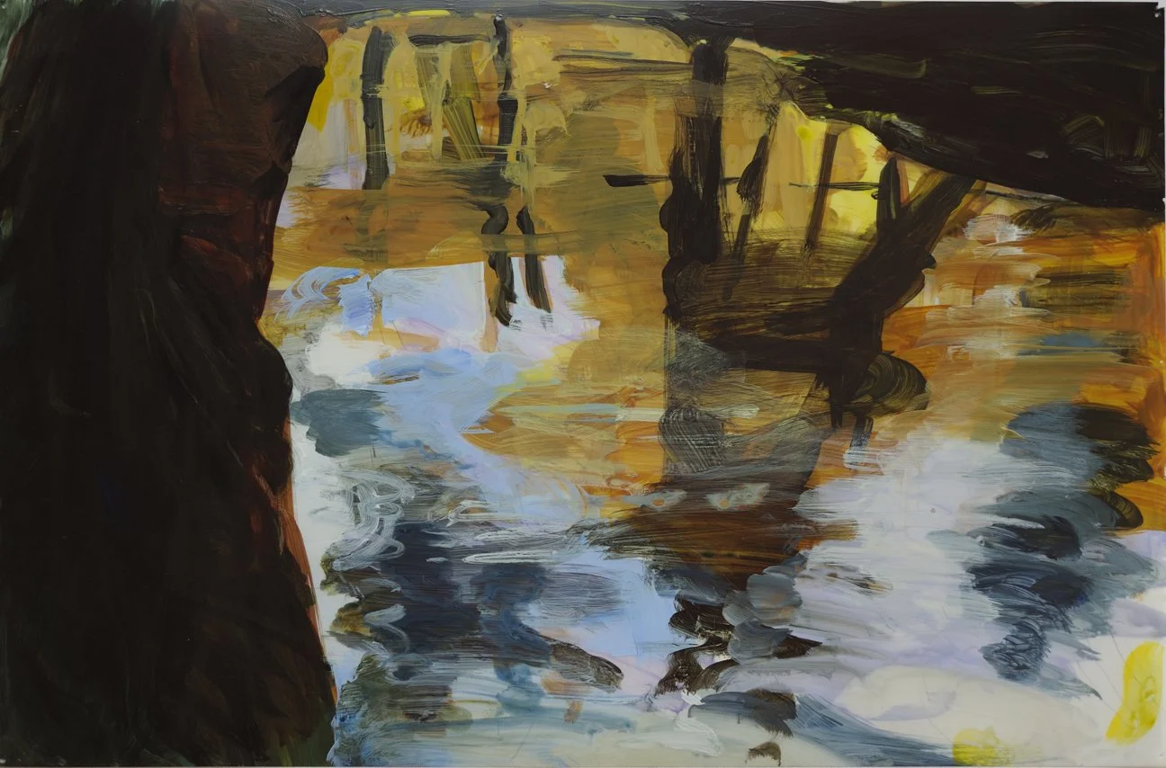 Shadow Bank, 2023, Acrylic on panel 12.5 x 19 inches