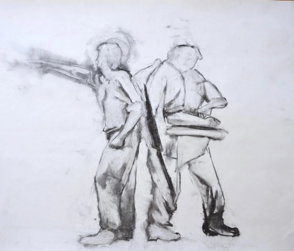 soldiers, 2010, Charcoal on paper