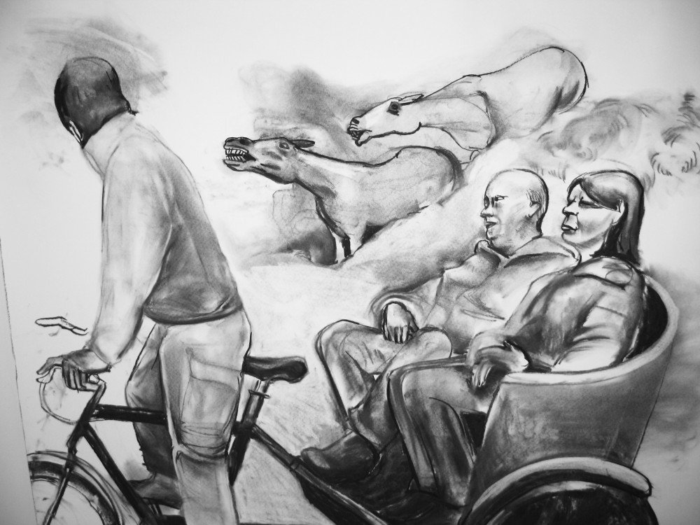 carry on, 2014, Charcoal on paper