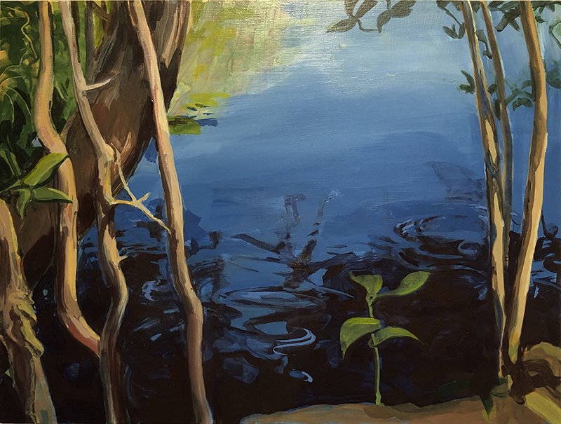 Pond in Moors, 2021, Acrylic on panel, 18 x 24 inches