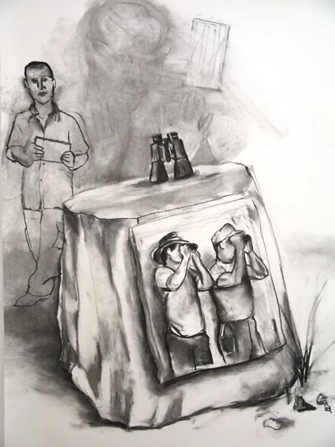viewing station, 2014, Charcoal on paper