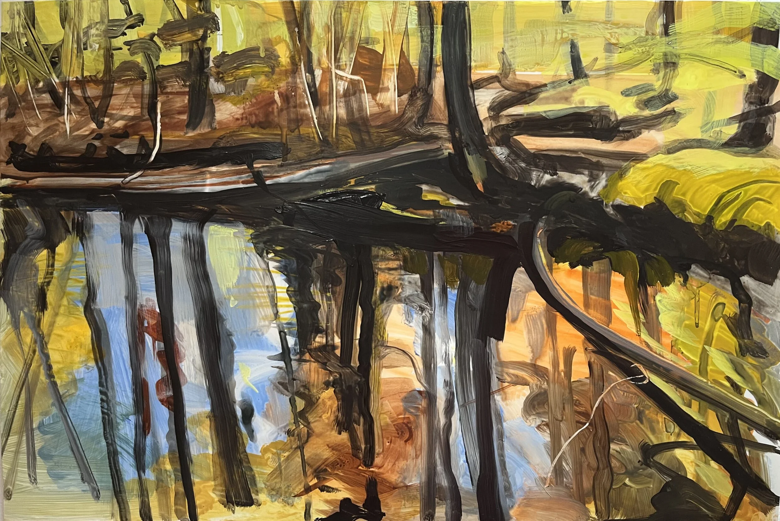 10 Mile River / Rte 52, 2023, Acrylic on panel 12.5 × 19 inches