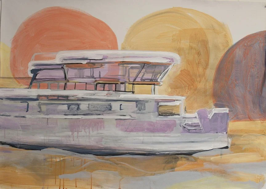 Party Boat Adrift, 2016, Acrylic on canvas, 24 x 40 inches