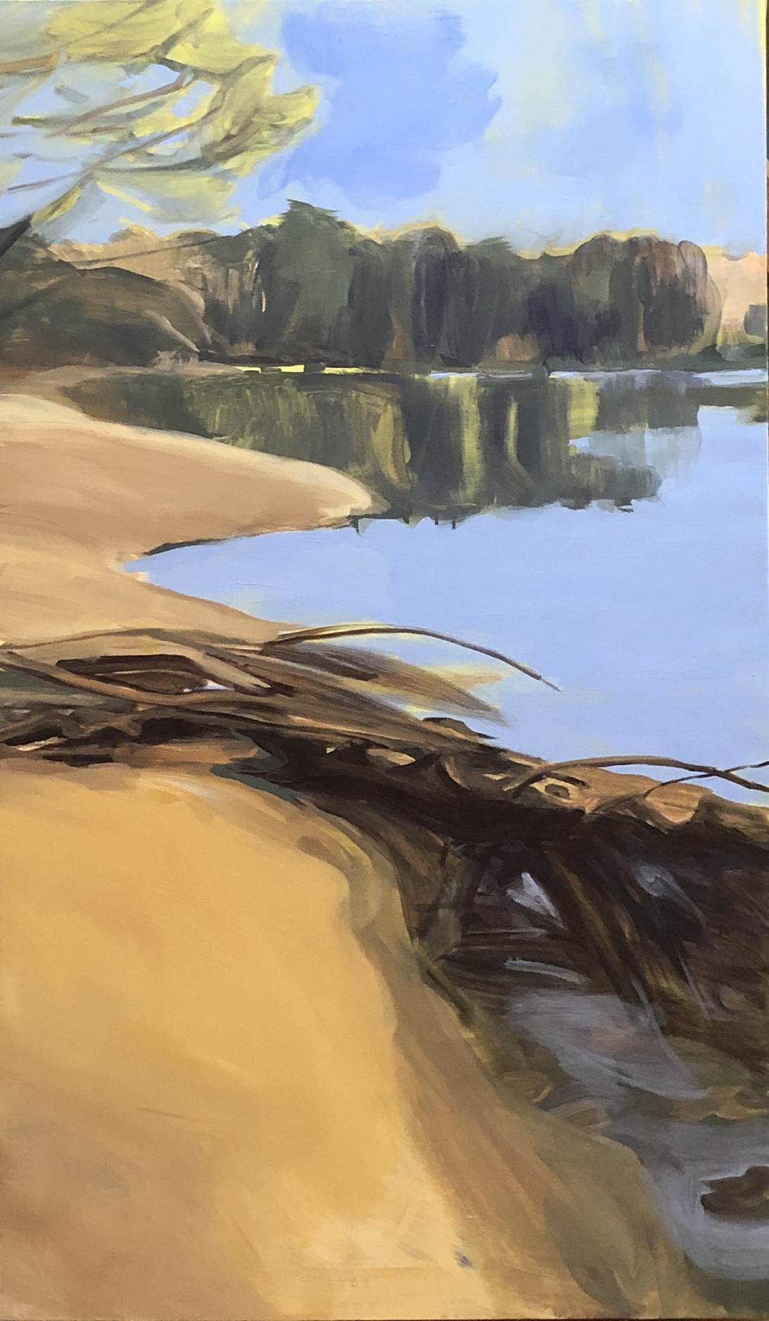 Top of Davis Lake, 2023, Acrylic on canvas 47 × 28 inches