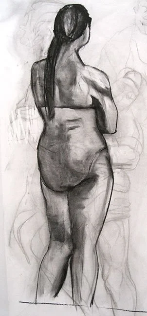beach mother, 2010, Charcoal on paper