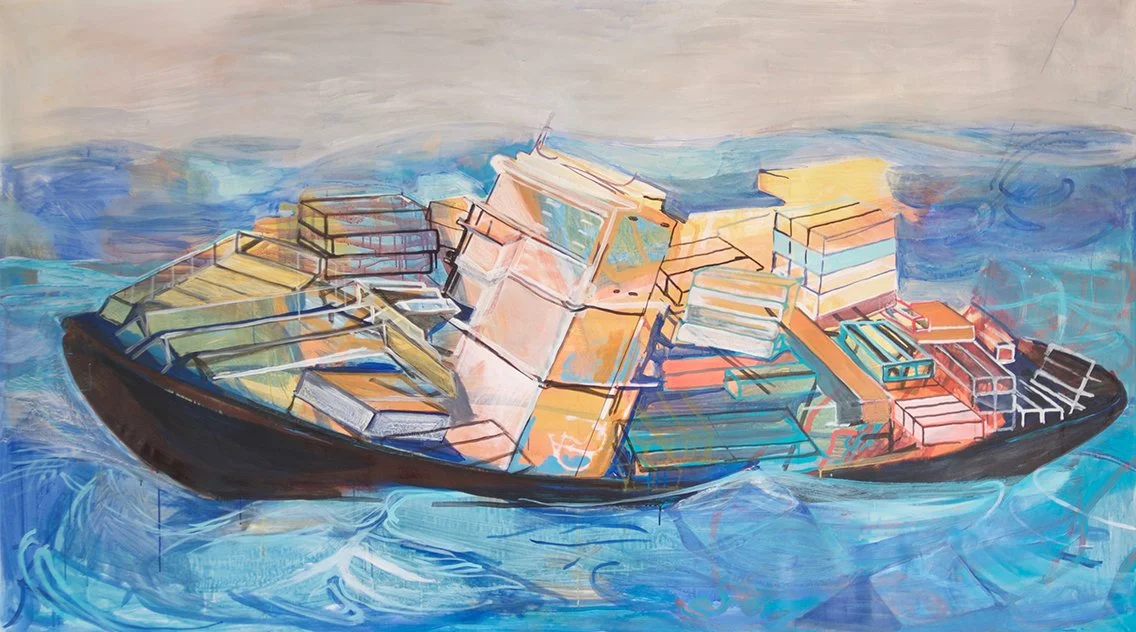 Cargo Boat, 2016, Acrylic on canvas, 52 x 80 inches