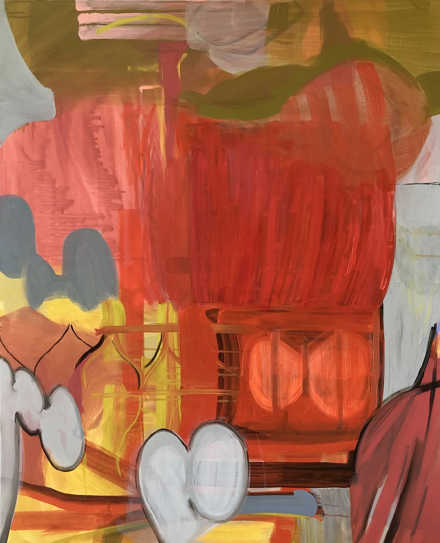 Red Delhi, 2021, Acrylic on canvas, 44 x 36 inches