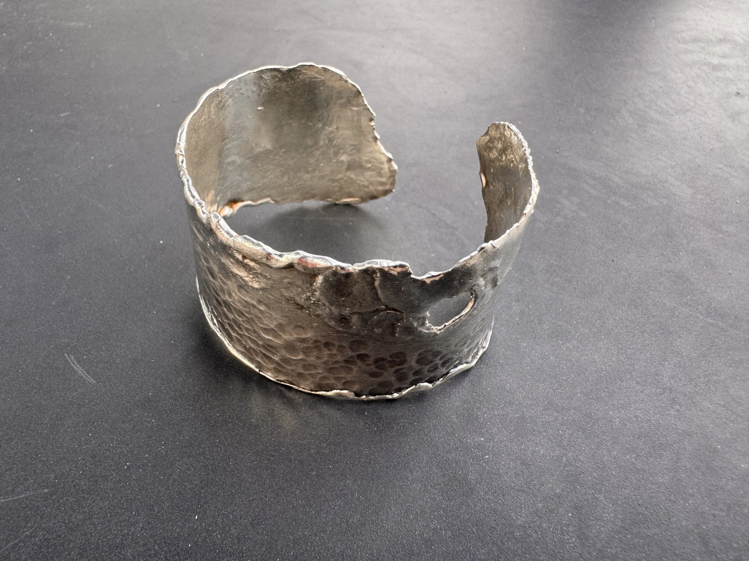 cuff bracelet:  reticulated sterling silver