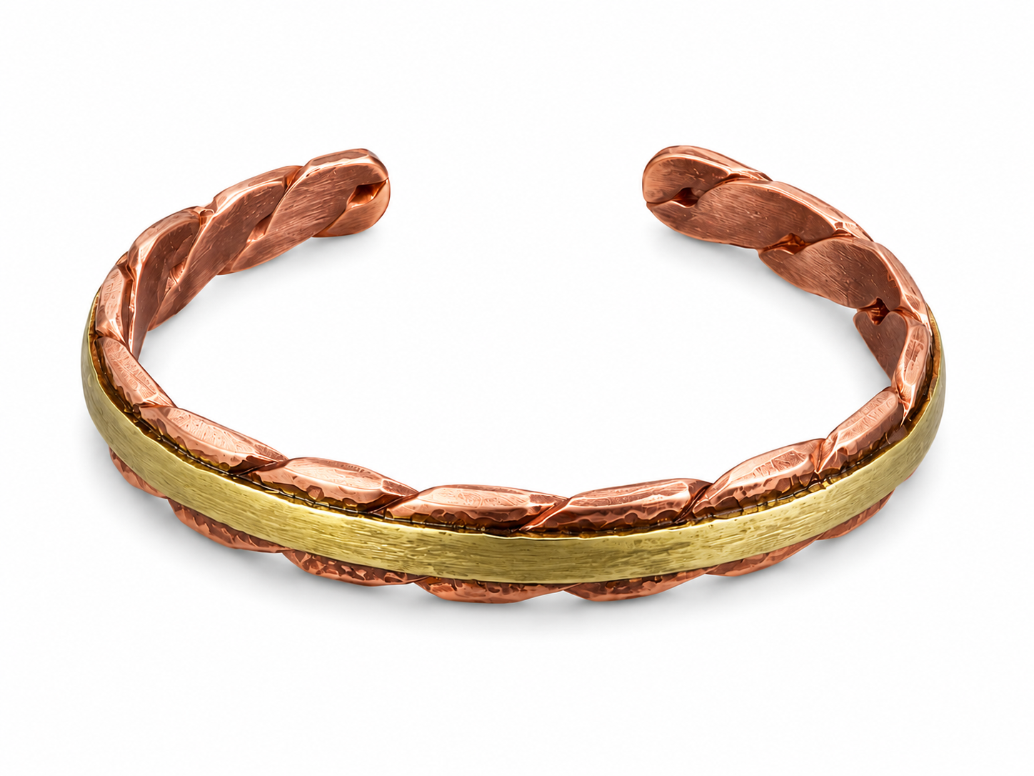 hand-forged copper and brass bracelet