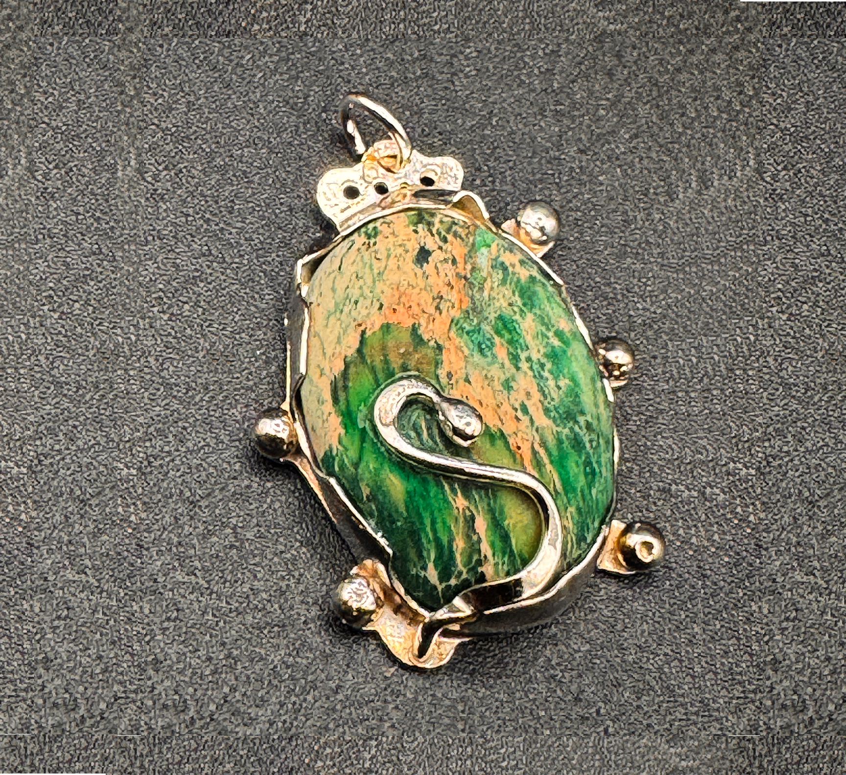 pendant: sterling silver, rainforest jasper (chain not shown)