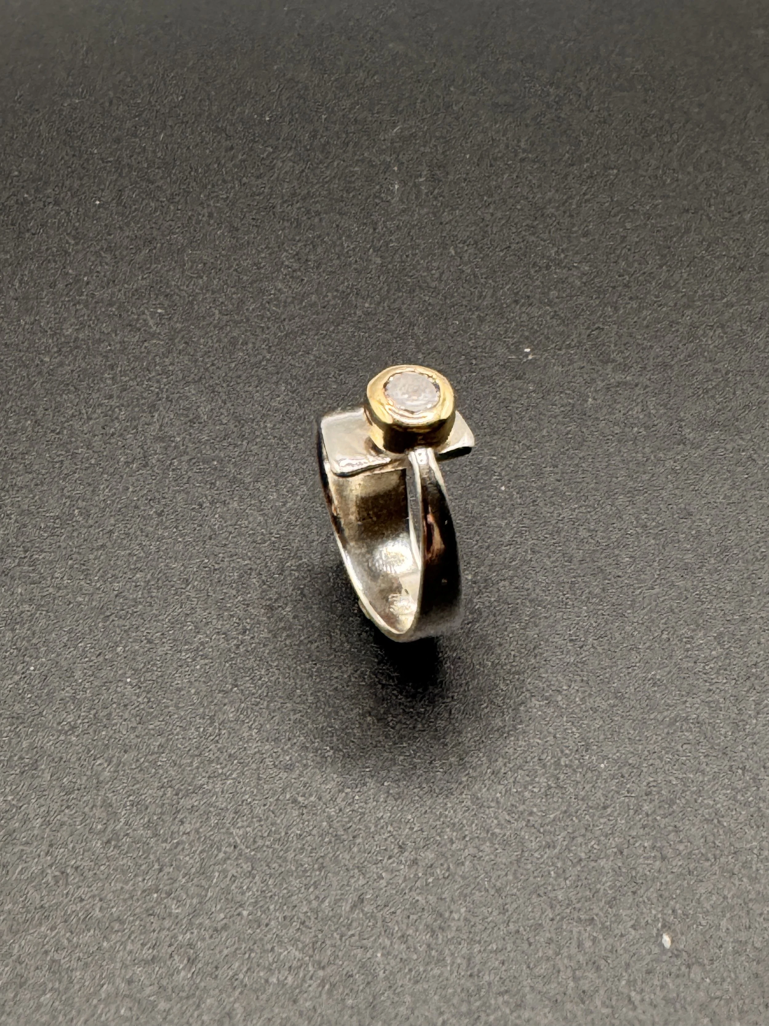 ring:  sterling silver, 14k gold, .75kt cubic zirconia