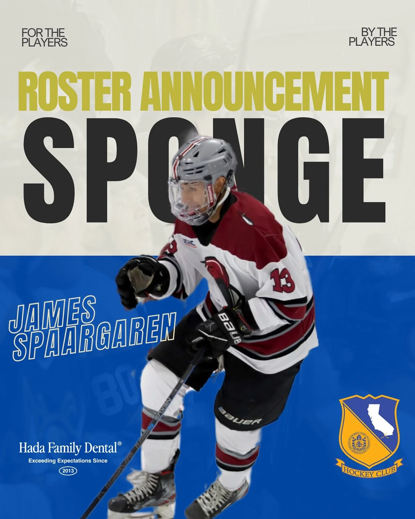 🚨 Roster Alert! 🚨
The San Diego Hockey Club just added some serious firepower. James Spaargaren is joining the squad for our trip to Reno, and if you’ve seen him skate, you know exactly why that’s a problem for the competition.
A SoCa