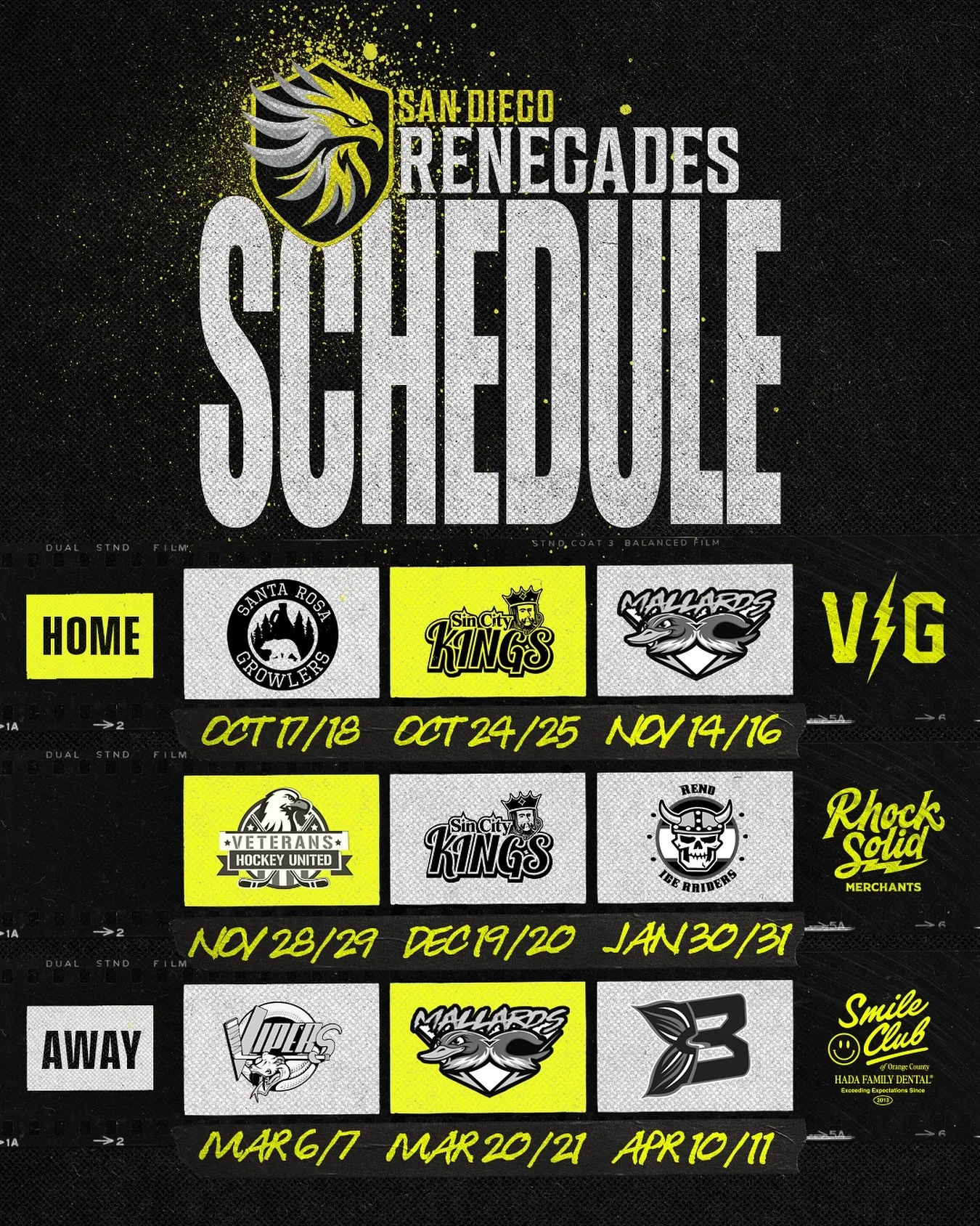 ⚡️WELCOME TO THE REBELLION ⚡️
Here it is, the official 2025-2026 San Diego Renegades schedule presented by @violentgentlemen @hadafamilydental and @rhocksolidmerchants 
We hit the road in just 5 days to kick off our inaugural season against the Sant