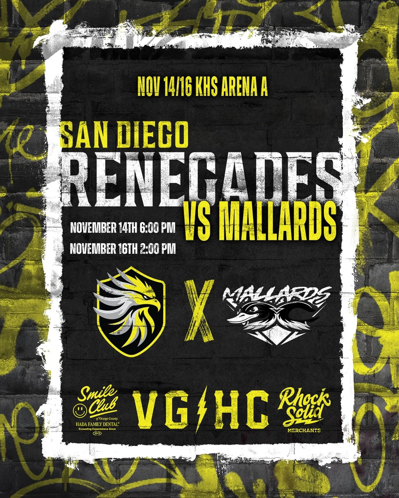 WEEKEND SERIES 🔥
The hunt continues.

Your San Diego RENEGADES roll into Anaheim this weekend to take on the Orange County Mallards at KHS Arena A.

📅 Nov 14 &ndash; 6:00PM
📅 Nov 16 &ndash; 2:00PM

tickets are only $5 

Bring the noise, wear your 