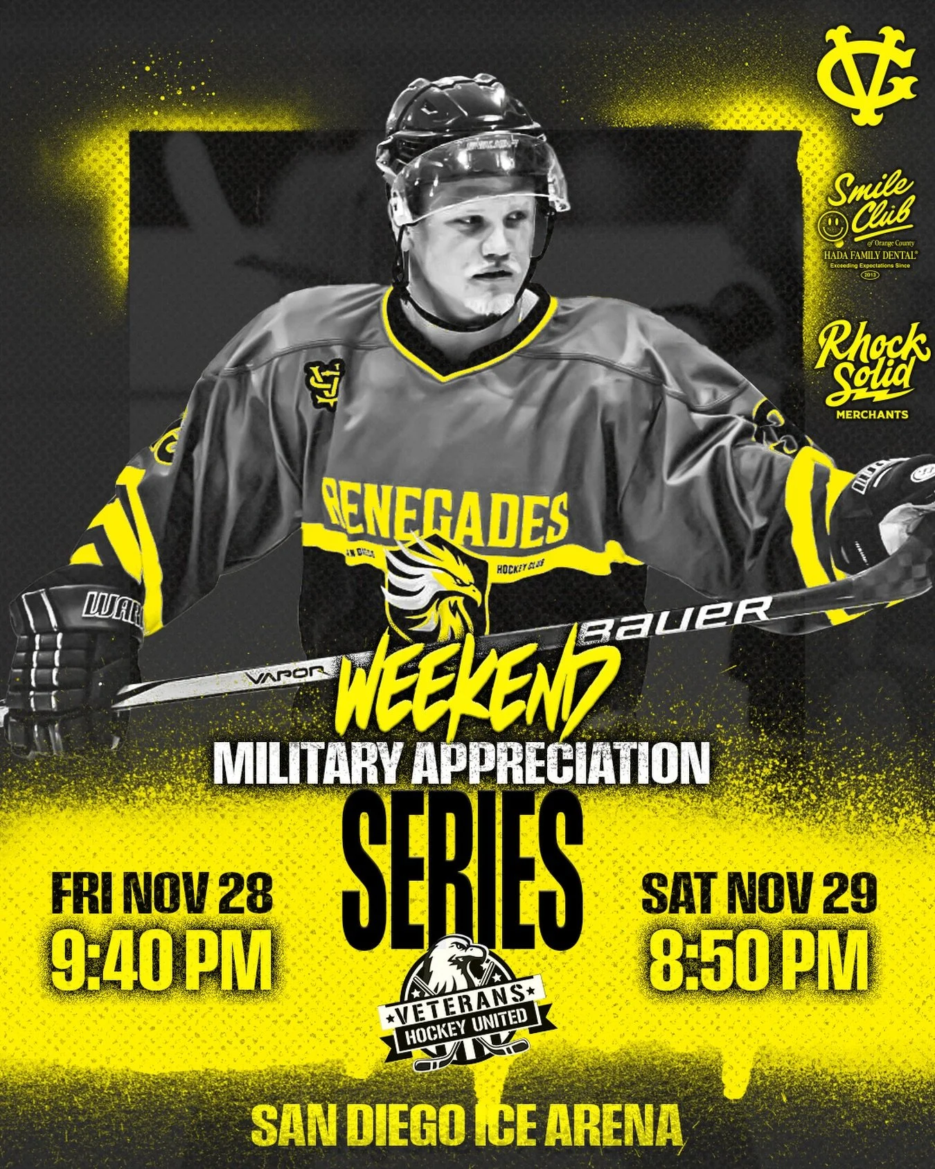 HOMESTAND WEEKEND 🇺🇸🔥

This weekend we&rsquo;re back on home ice taking on Veterans Hockey United &mdash; a military All-Star squad built with grit, speed, and a whole lot of pride behind them.

It&rsquo;s our Military Appreciation Series, and you