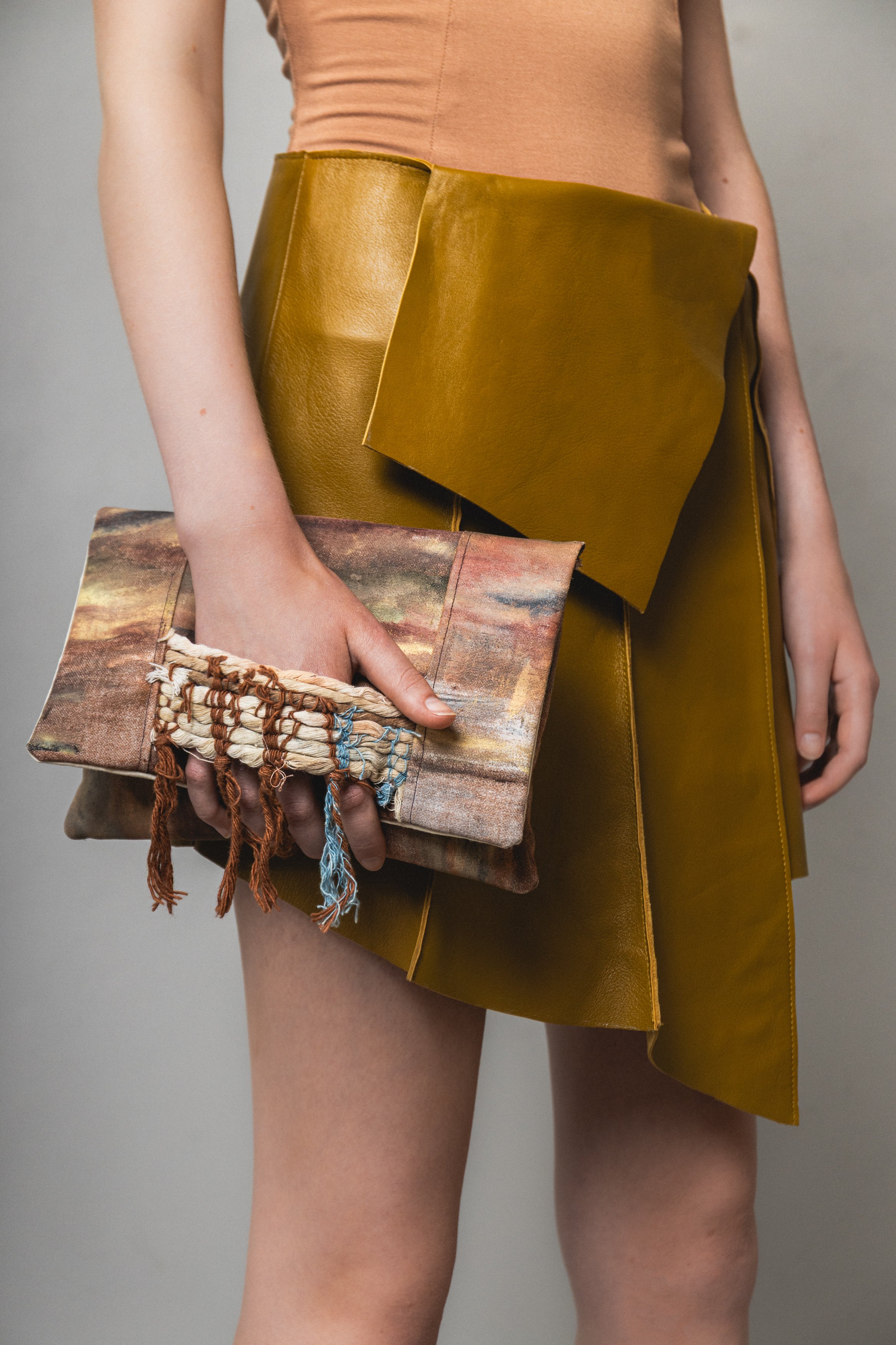 Leather Curve Asymmetric skirt