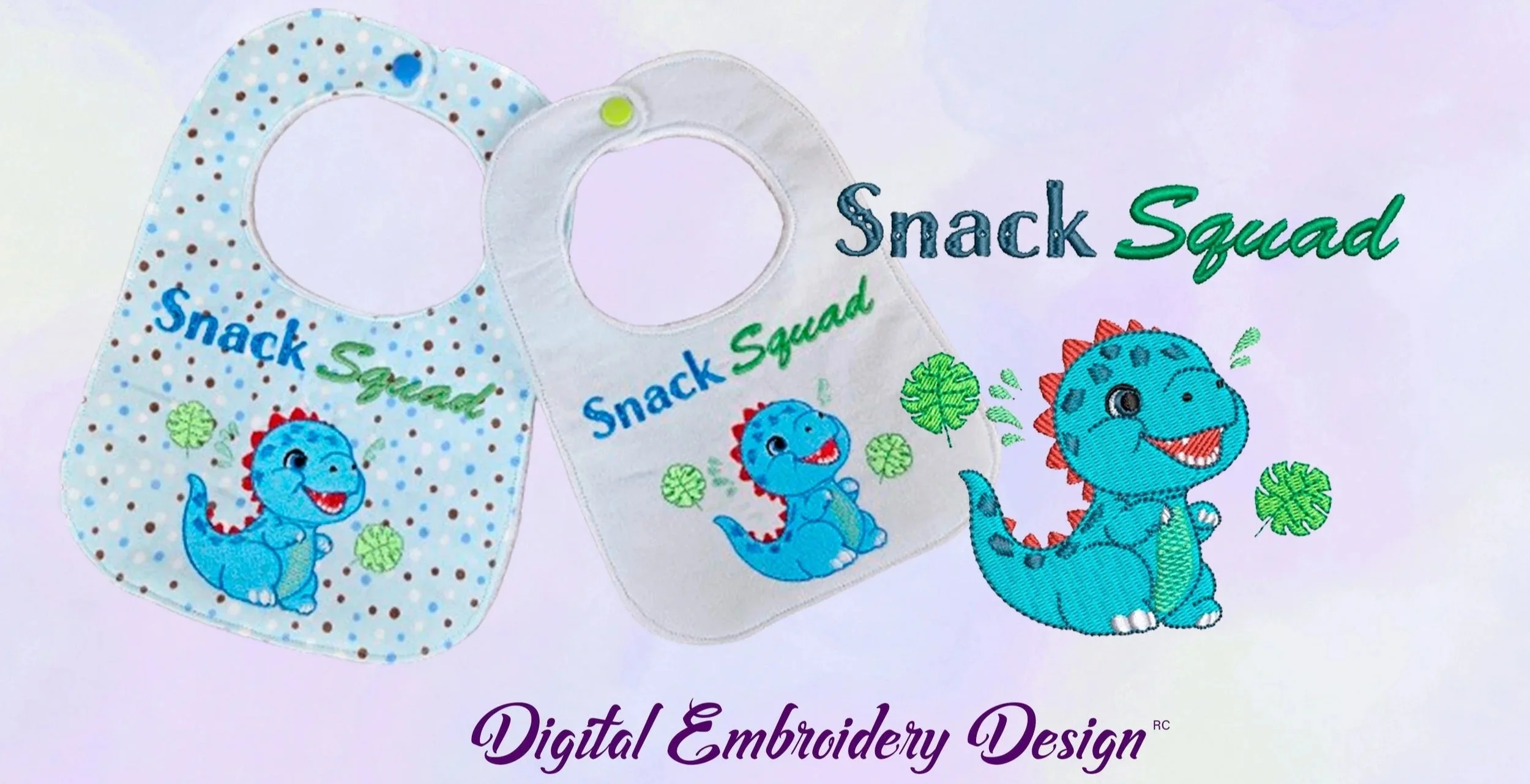 Snack Squad Baby Bib digital ITH embroidery design
