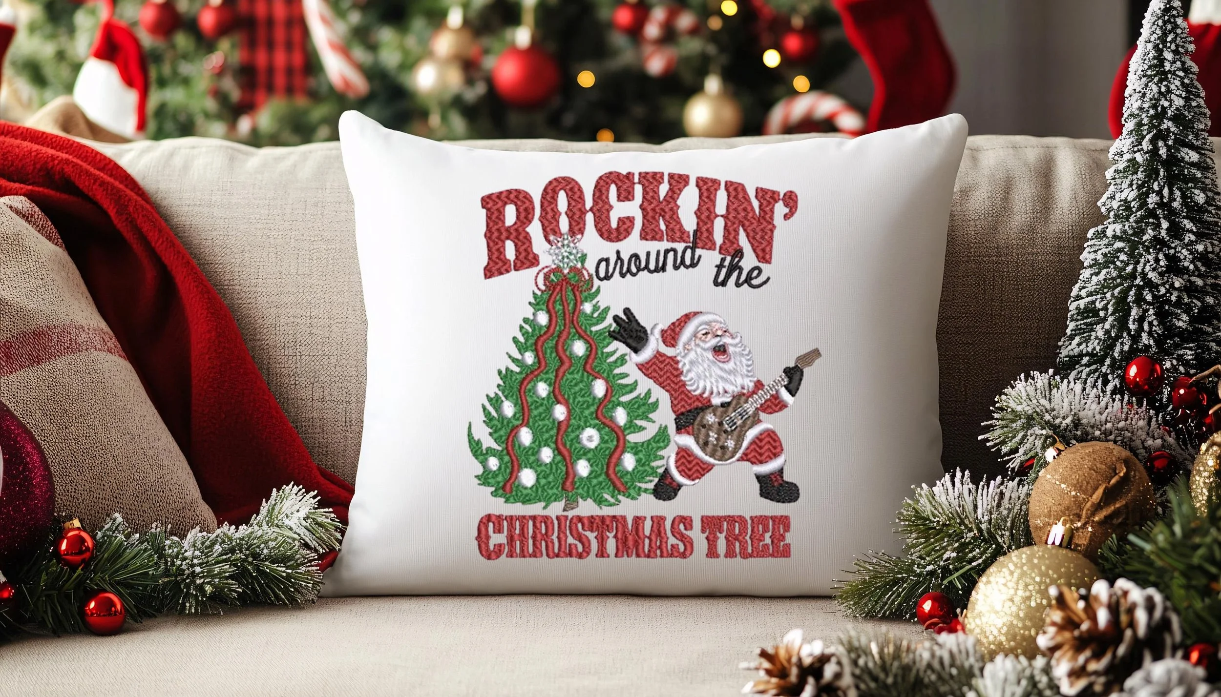 Rockin' Christmas Tree digital embroidery design