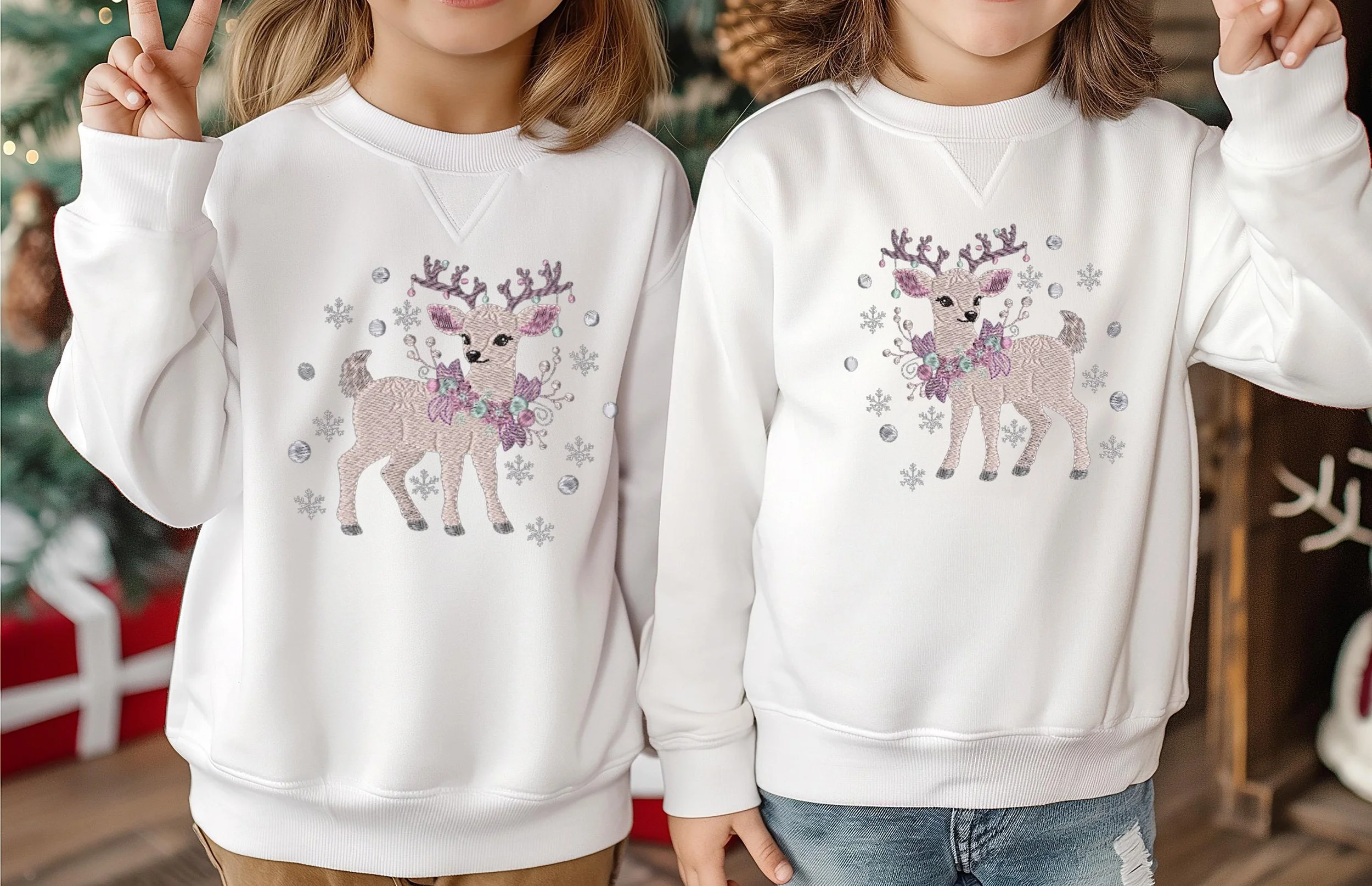 Reindeer Christmas digital embroidery design