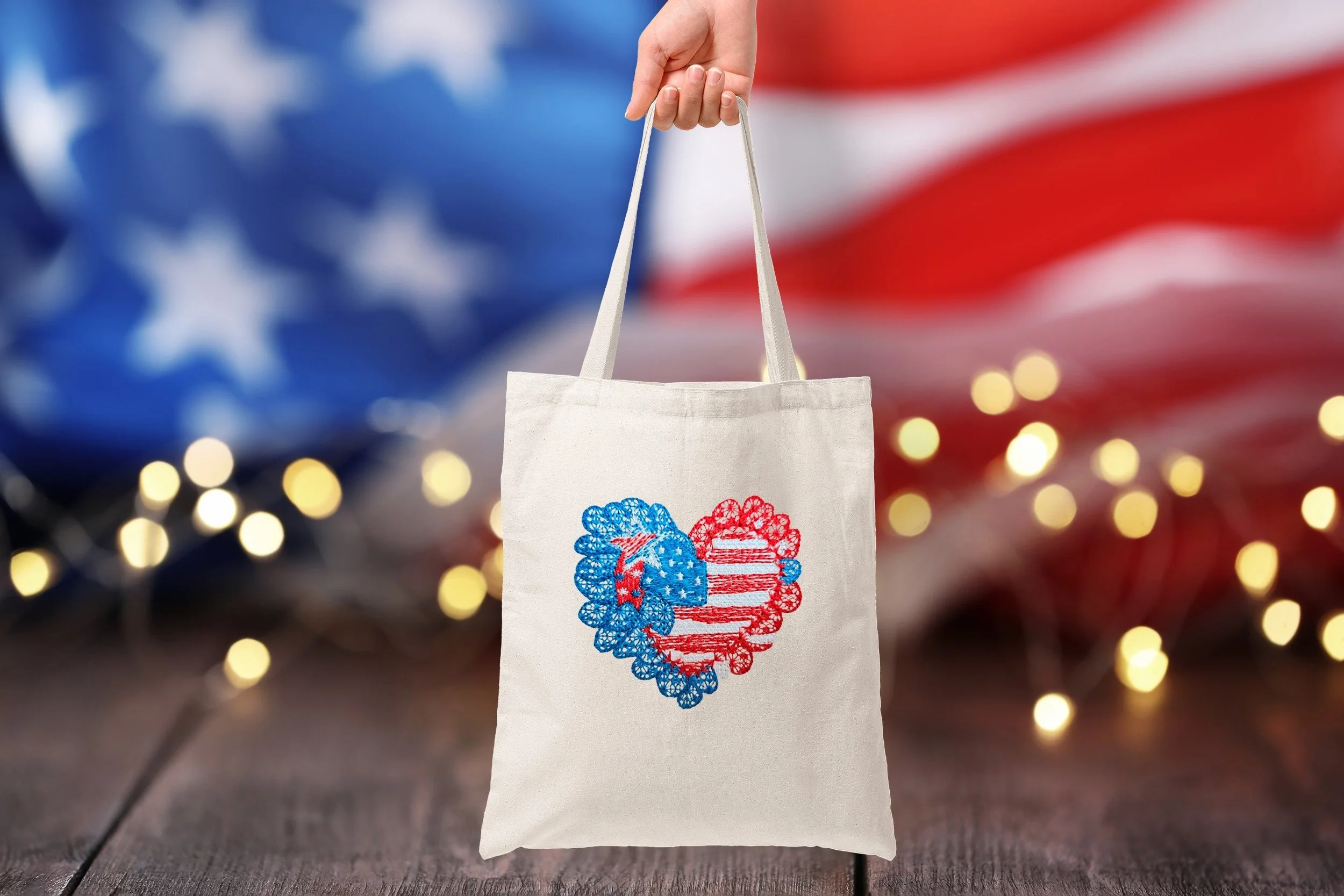 Flag Heart Patriotic digital embroidery design