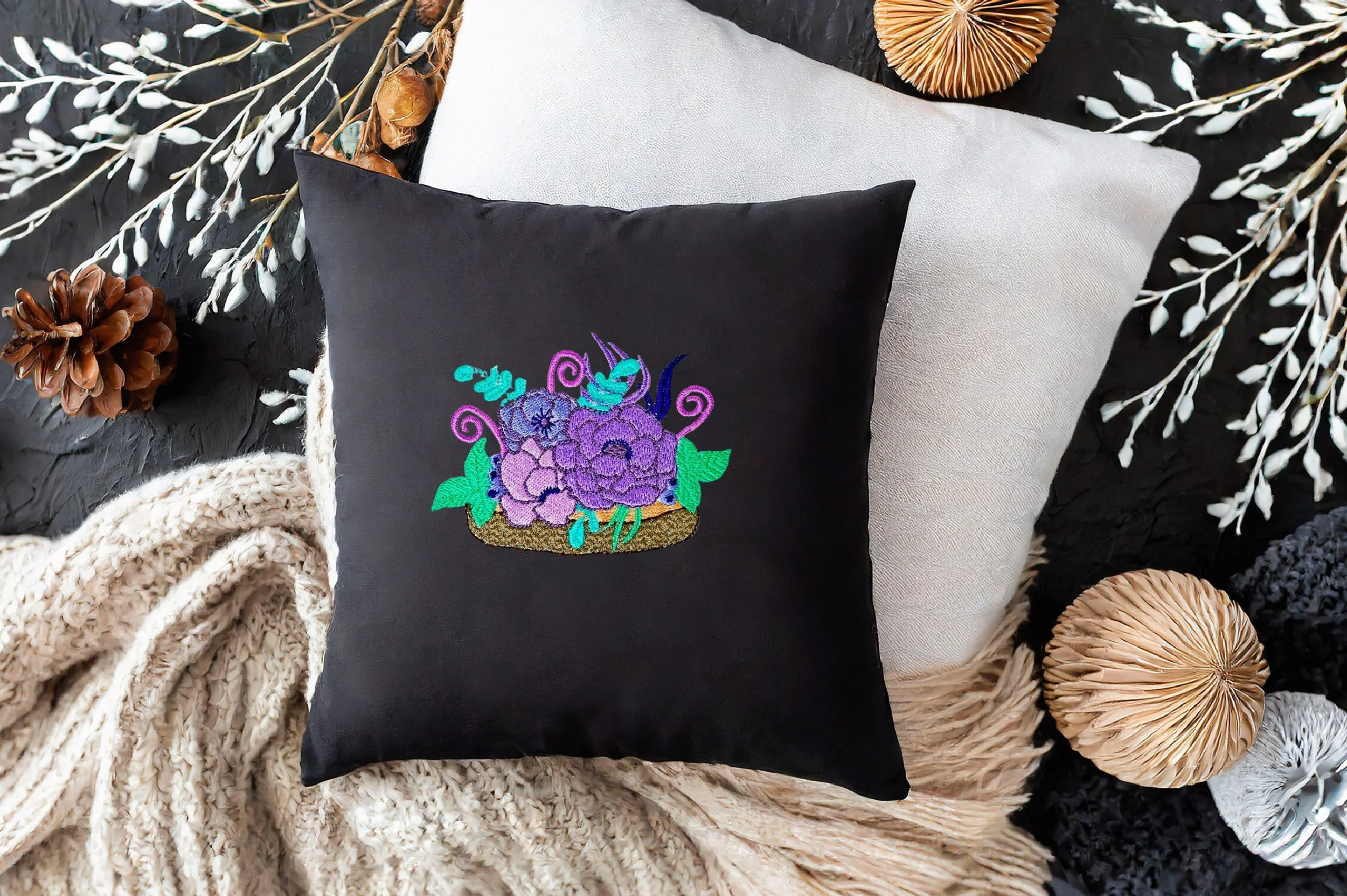 Blooming Wood floral digital embroidery design