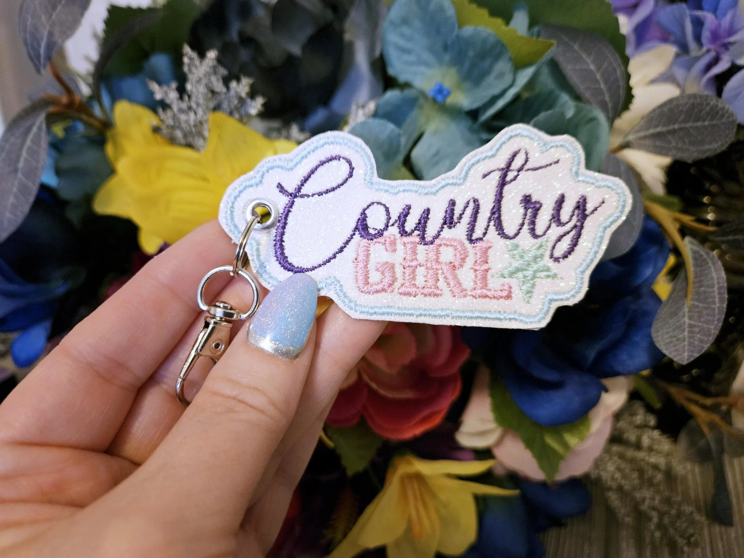 Country girl key fob digital ITH embroidery design