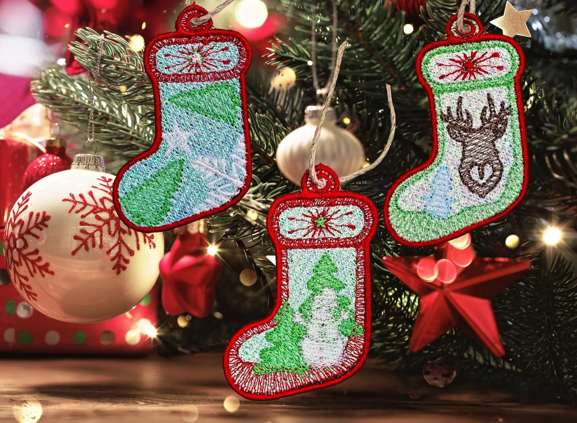 Stocking Christmas Ornament Pack ITH Embroidery Designs