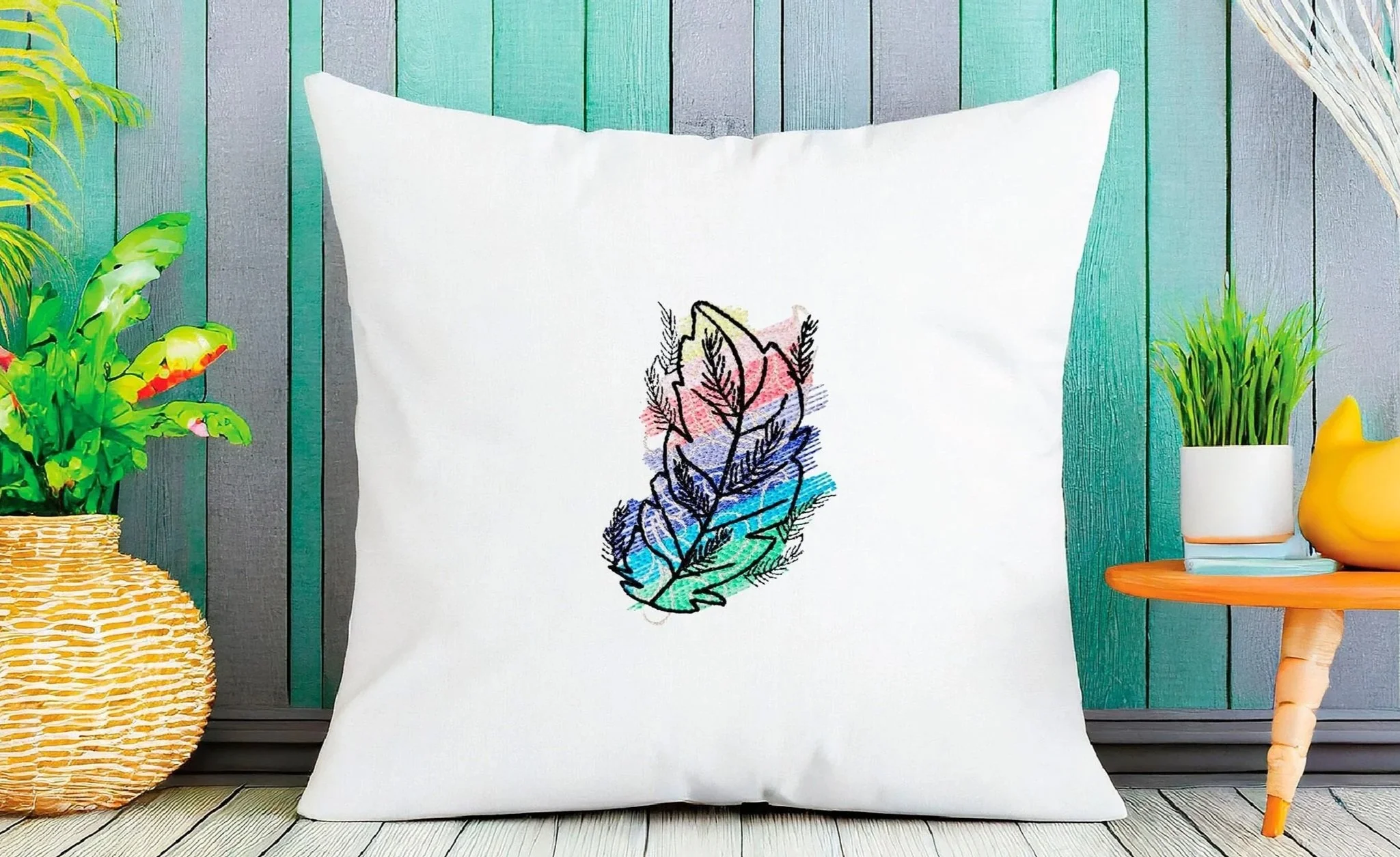 Feather Sketch digital embroidery design