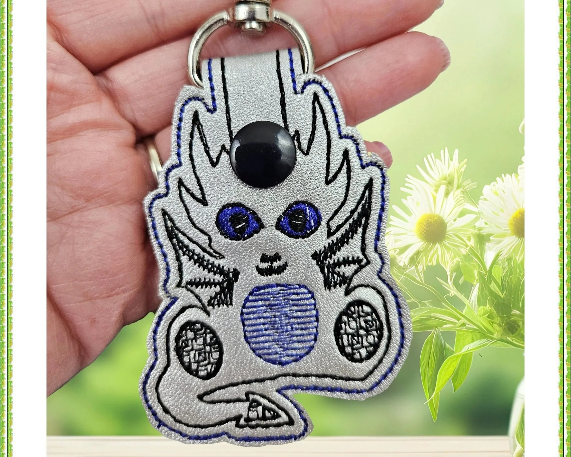Dragon key fob digital ITH embroidery design