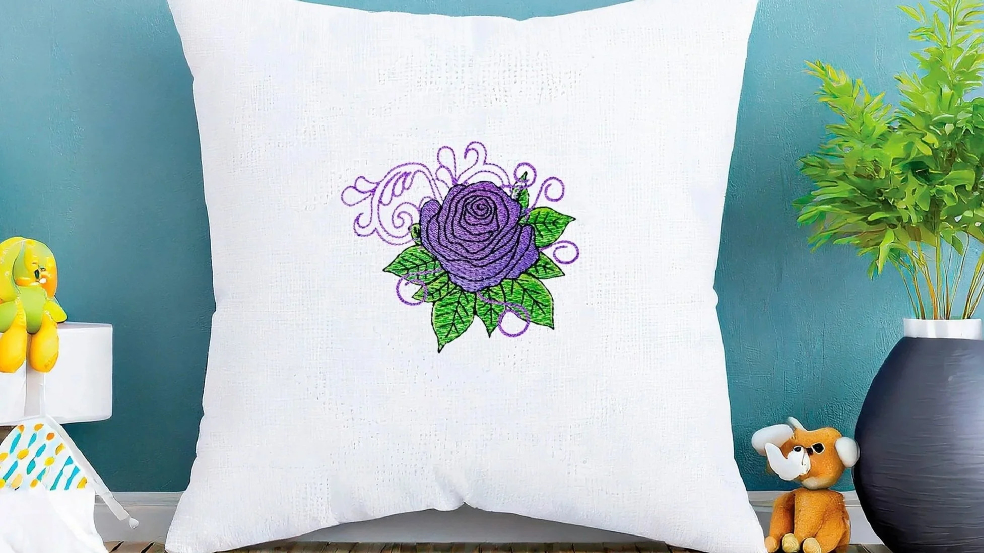 Swirl Rose floral digital embroidery design
