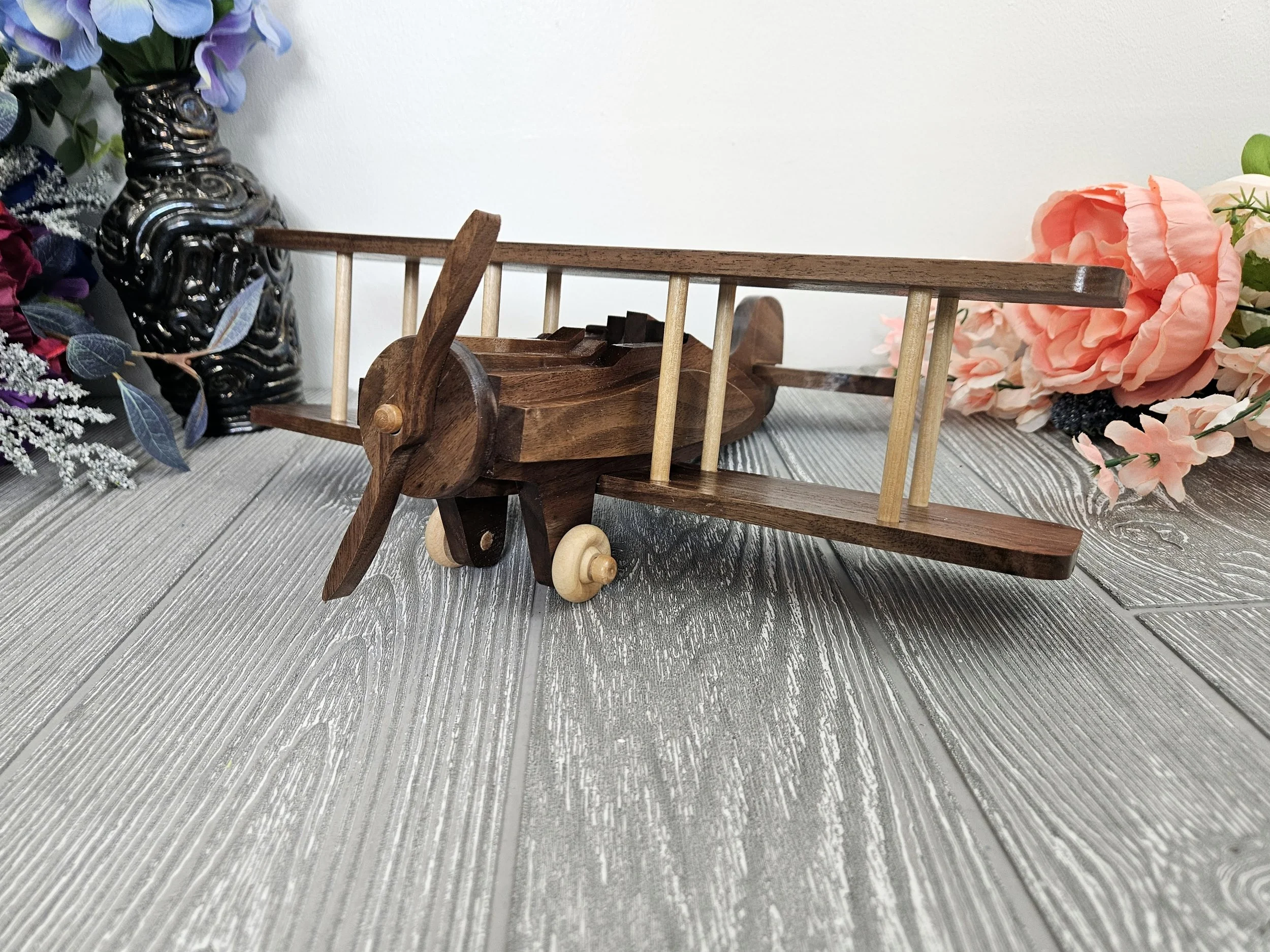 Walnut Wood Bi Plane 1927 style collector plane