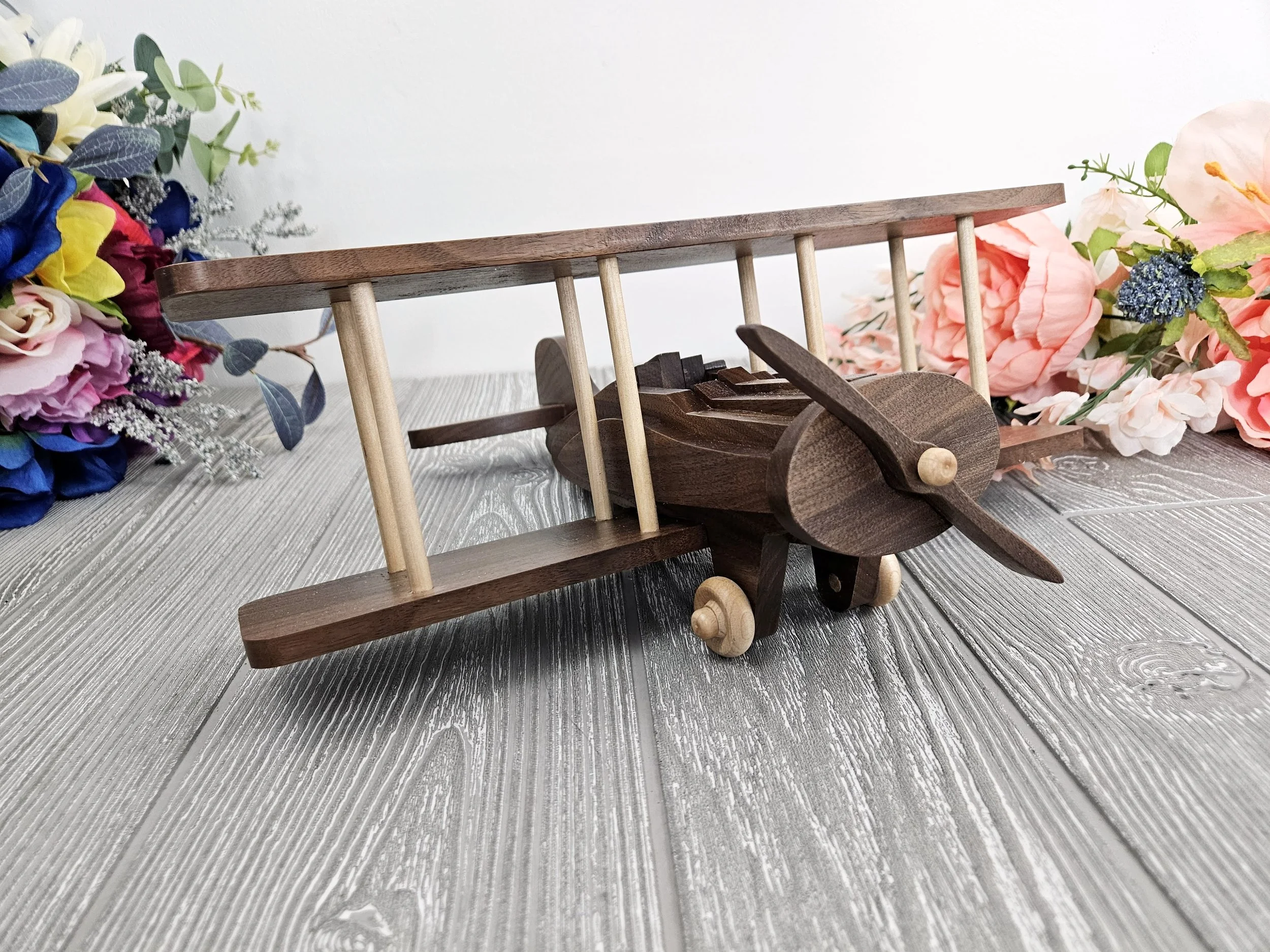 Walnut Wood Bi Plane 1927 style collector plane