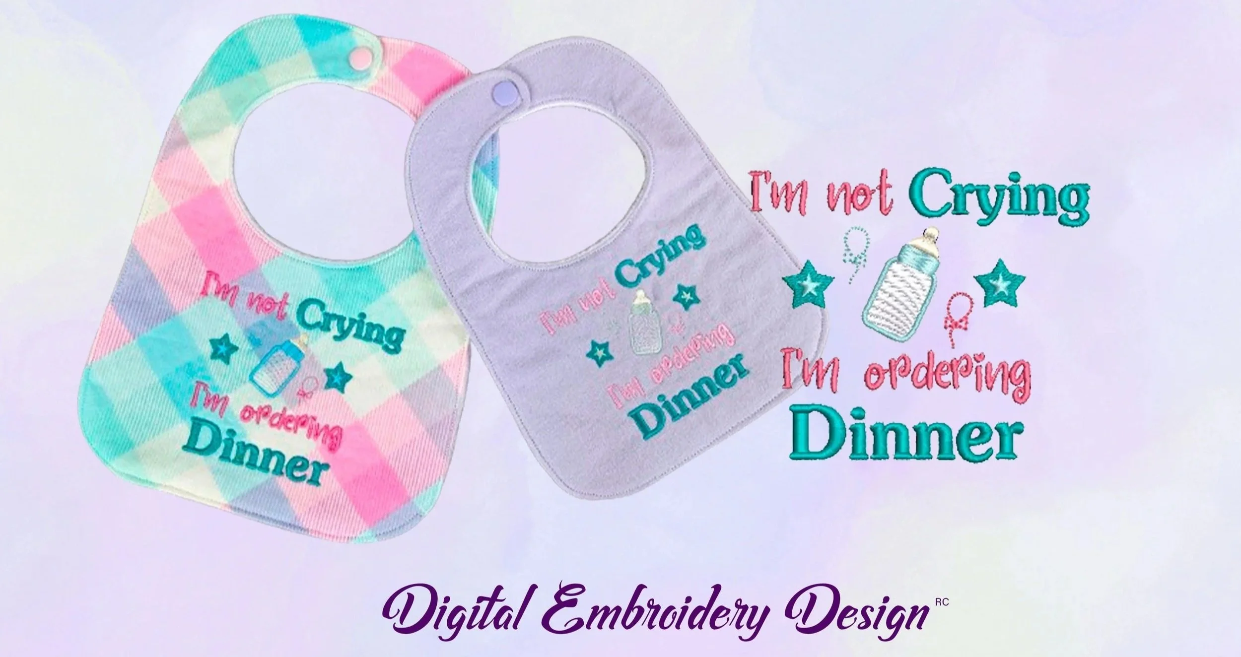 Baby Bib Ordering Dinner digital ITH embroidery design