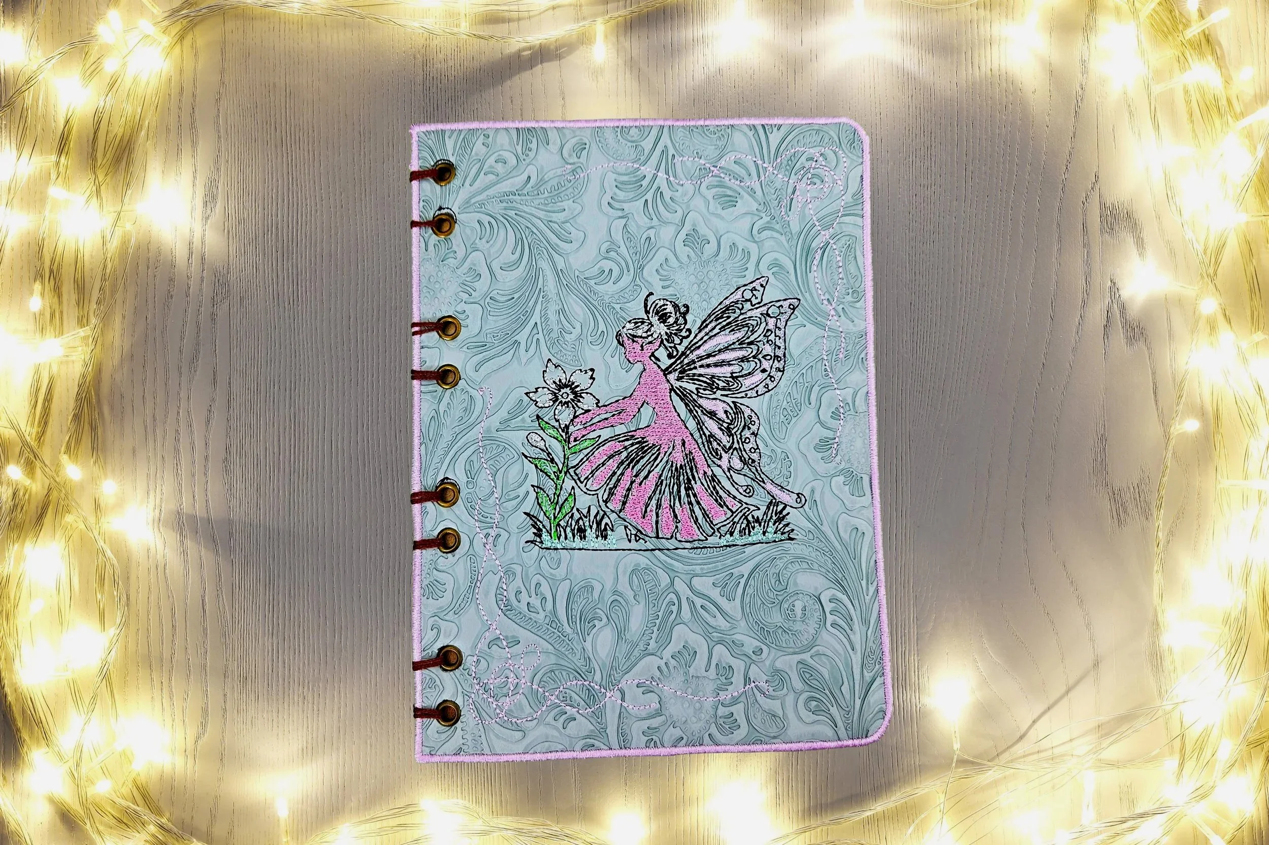 Fairy journal or sketch book covers digital ITH embroidery design