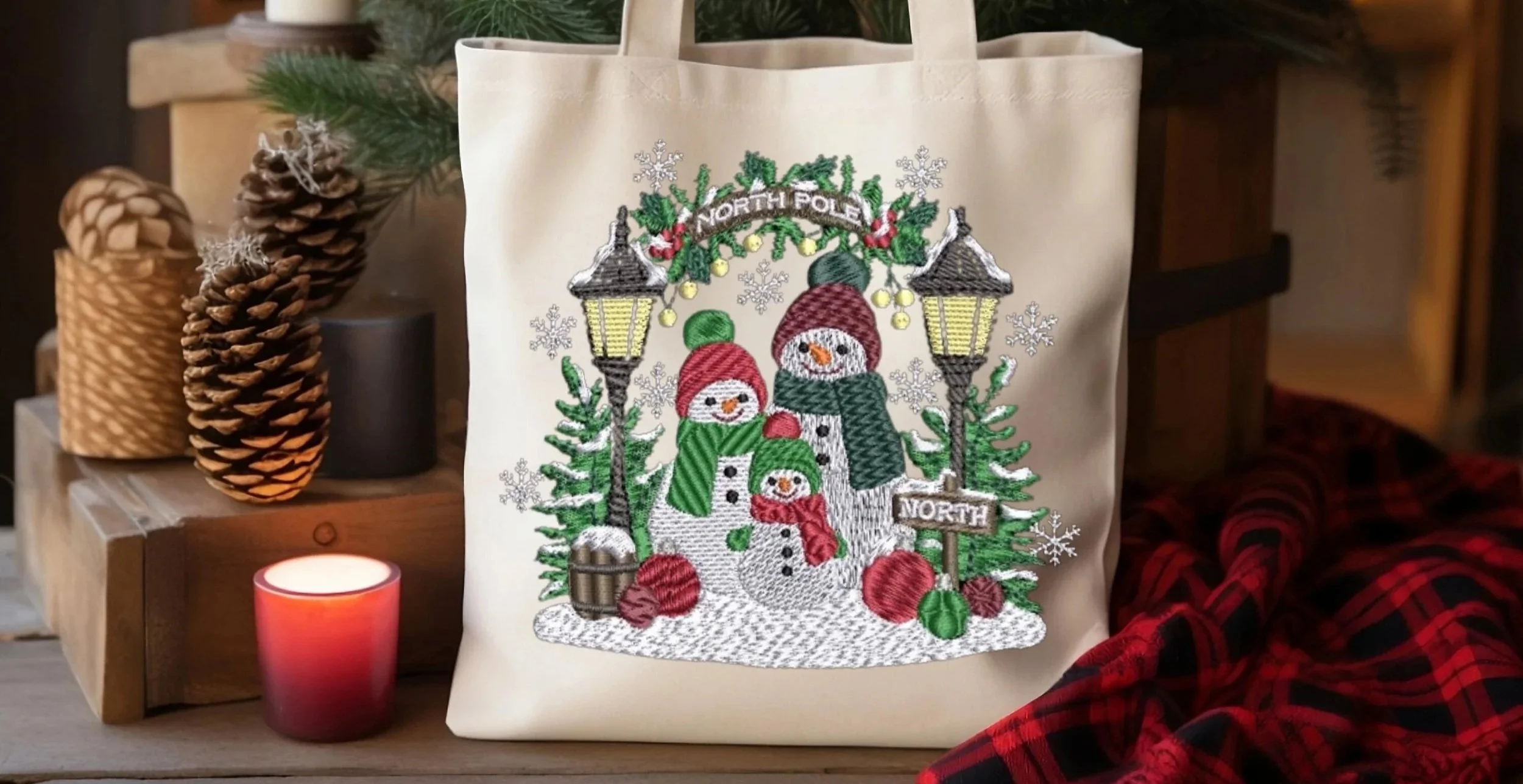 Snow Family Christmas digital embroidery design