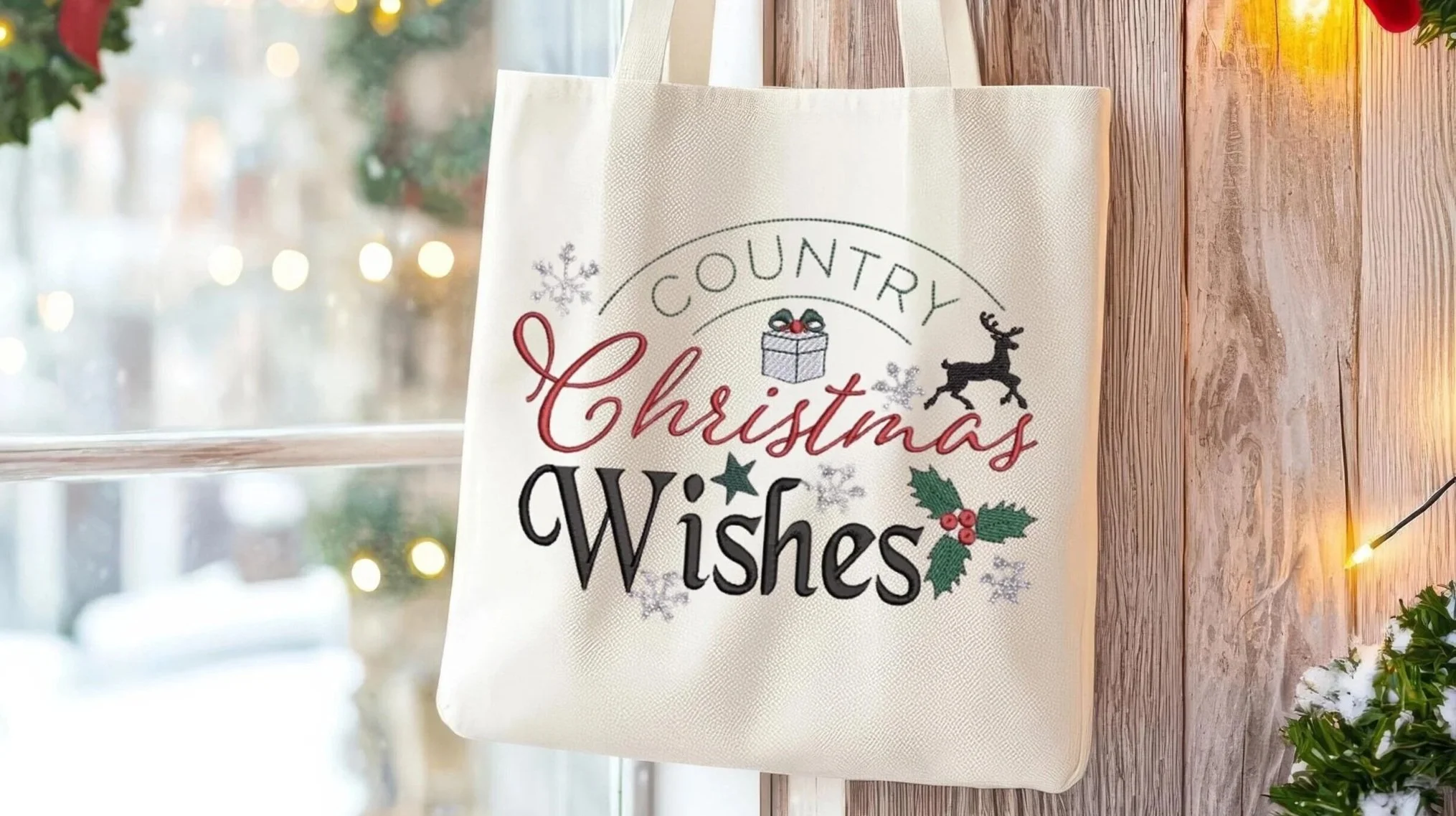 Country Christmas Wish digital embroidery design