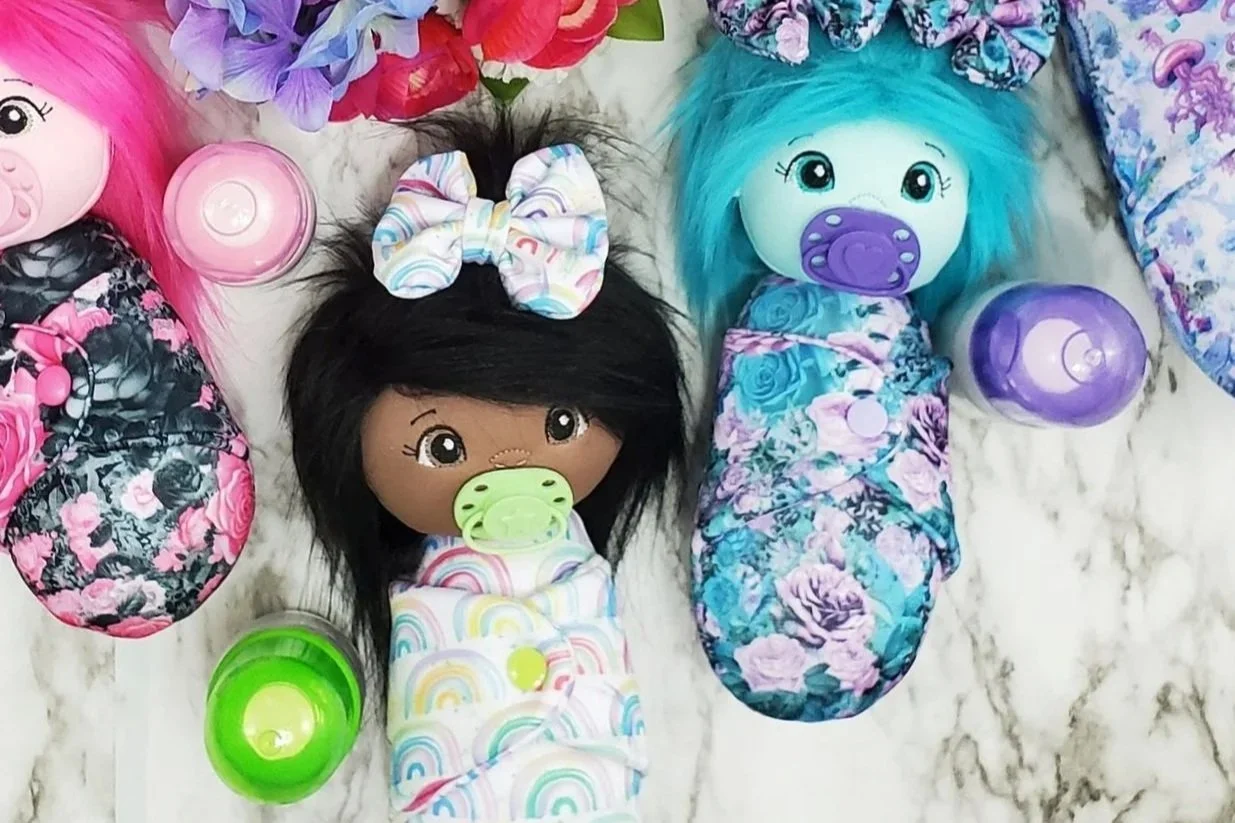 Custom fabric swaddle doll