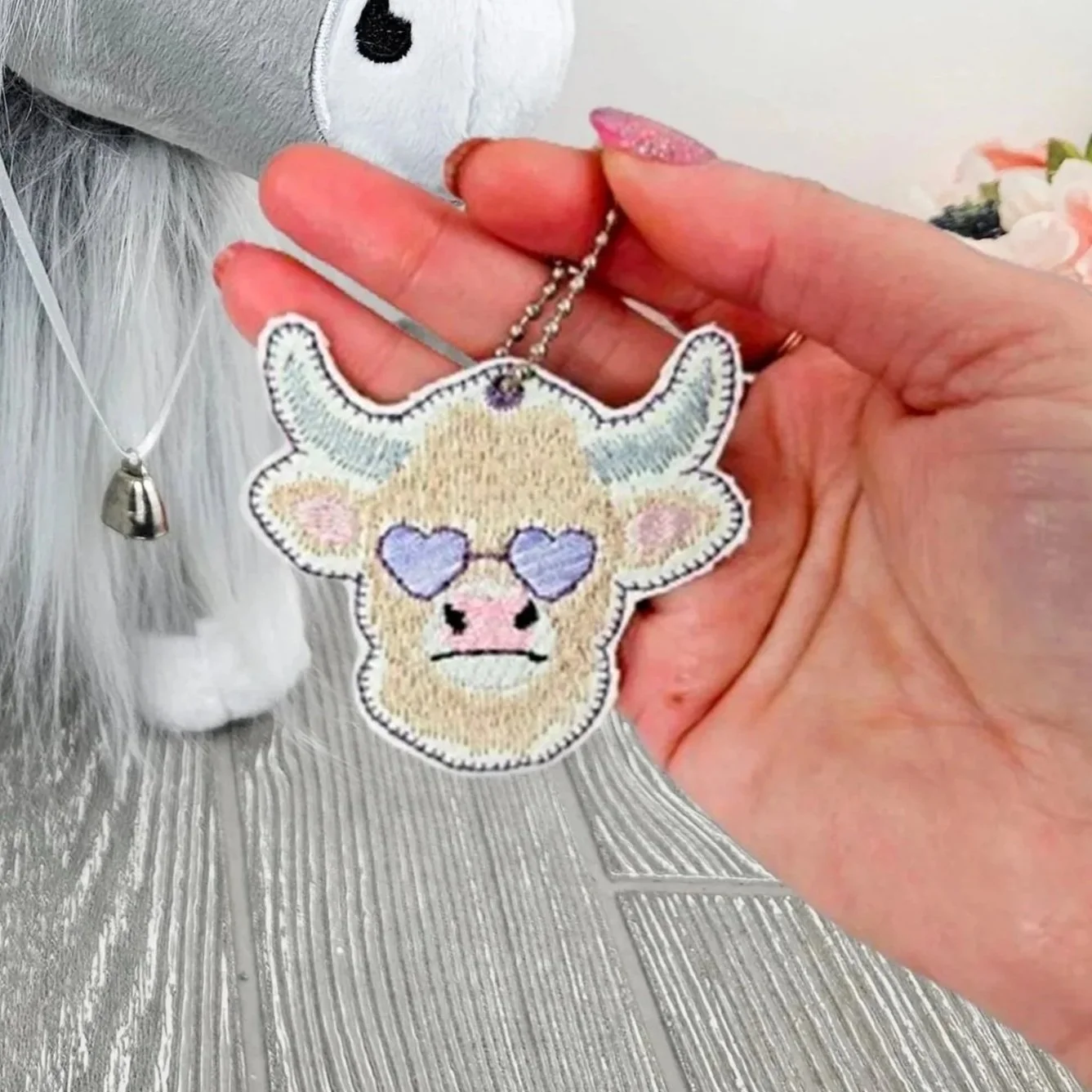 Highland Cow key fob digital ITH embroidery design
