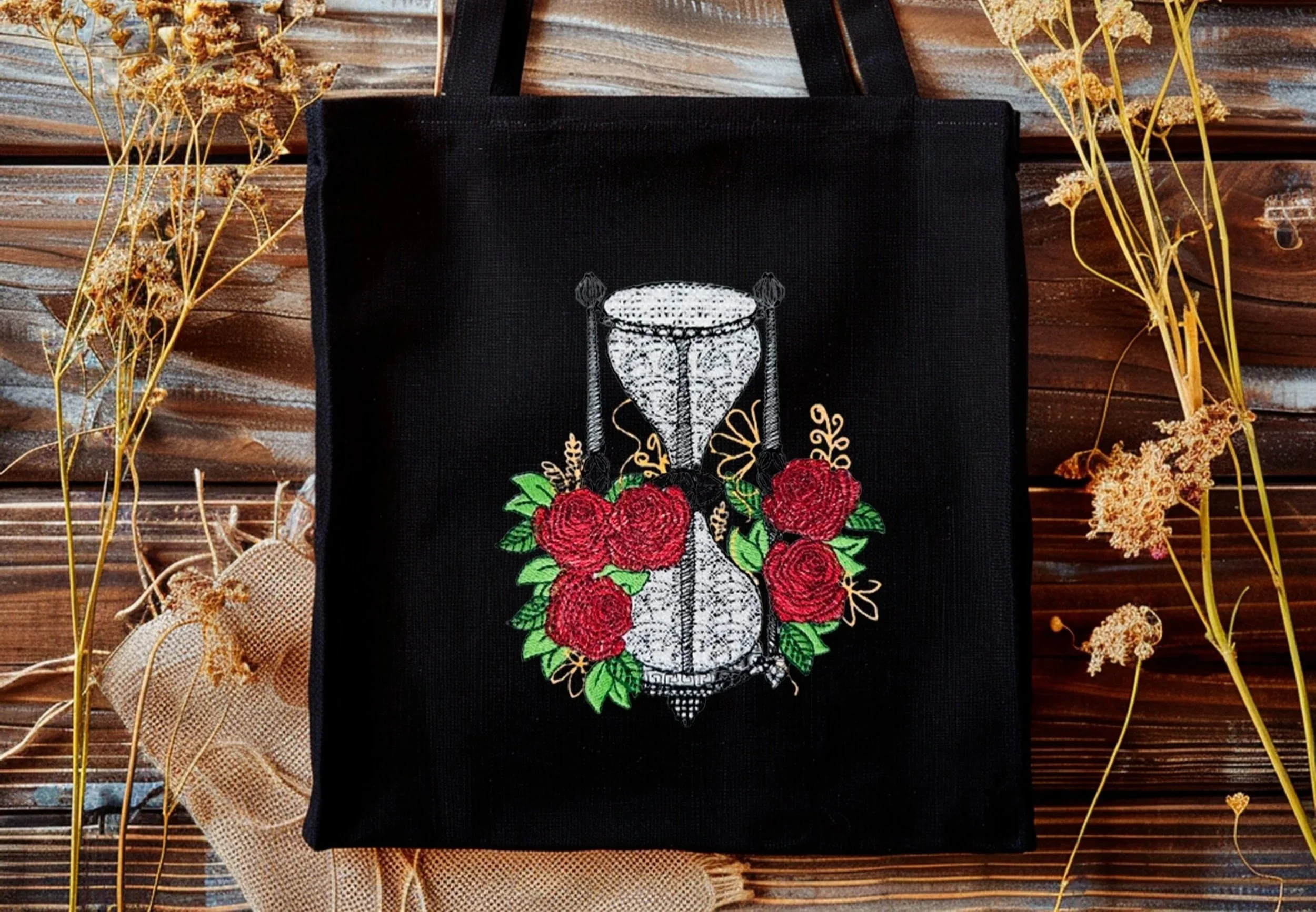 Hourglass digital embroidery design