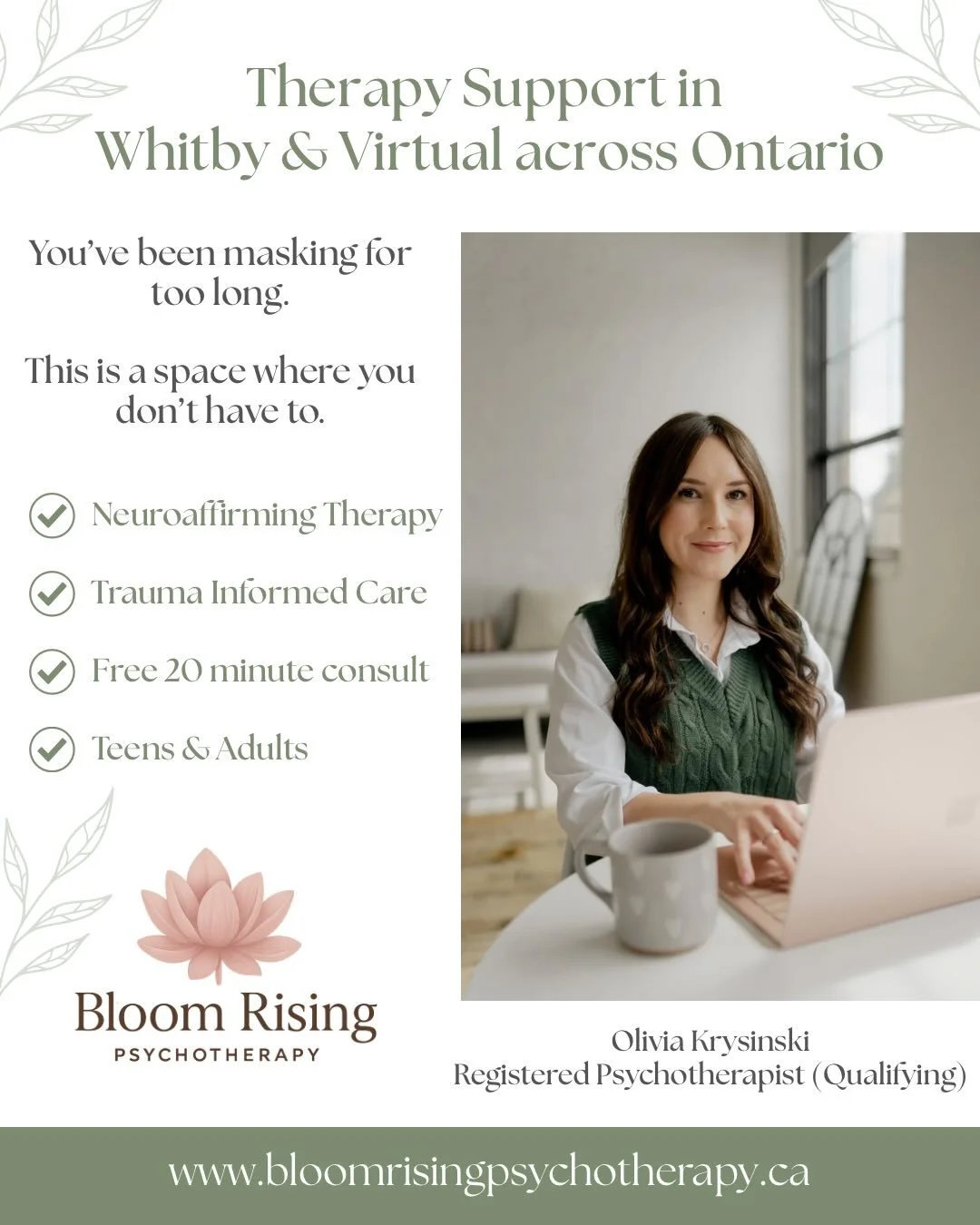 You&rsquo;re not &ldquo;too much&rdquo;, you&rsquo;ve just had to carry too much, for too long.

At Bloom Rising, we explore the patterns that keep you stuck, soften self-criticism, and support you in building a relationship with yourself that feels 