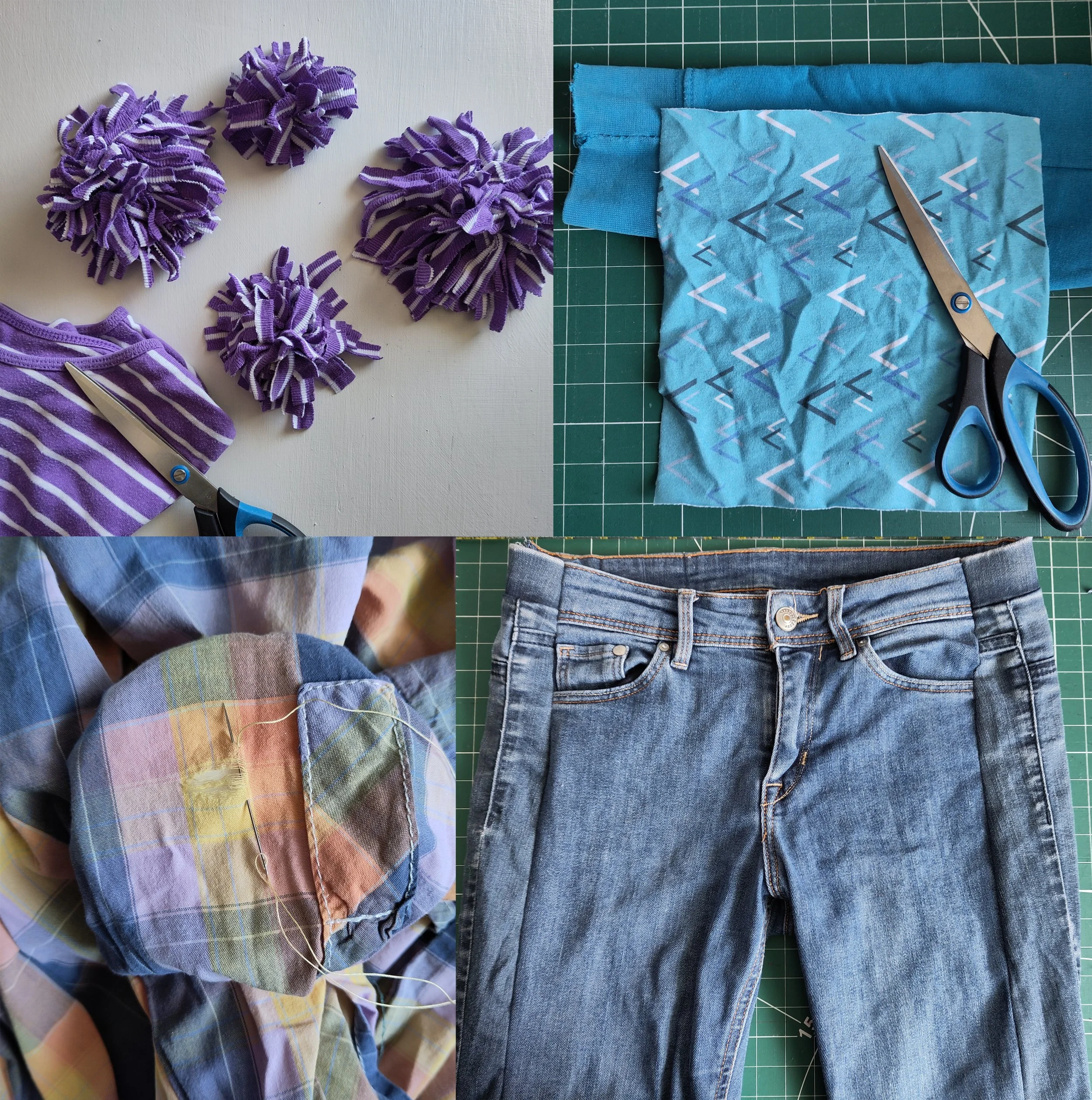 photos of creative mending and upcycling projects