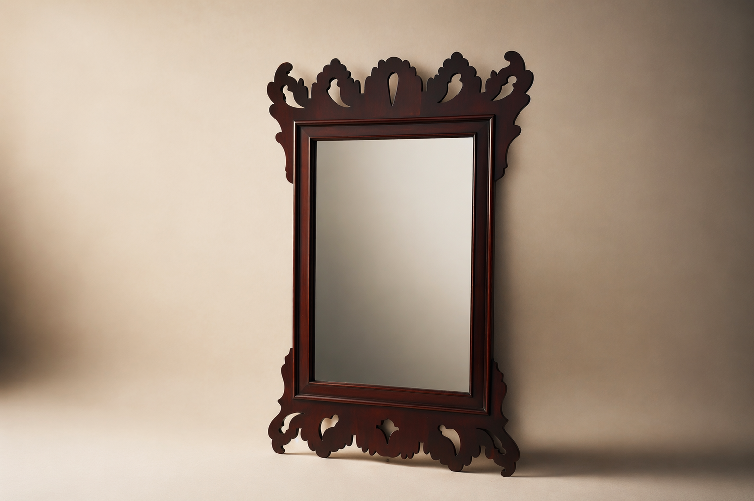 Antique Mirror | Dark Wood and Original Bevelled Mirror Plate