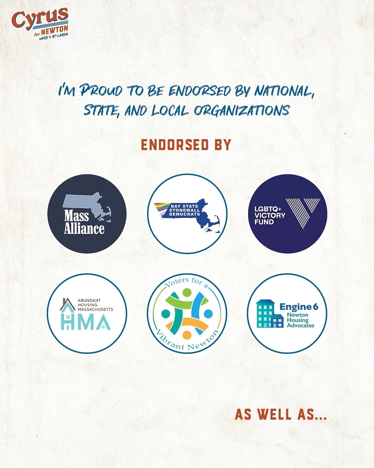 ✍🏽🫱🏽&zwj;🫲🏼✔️ NATIONAL, STATE, &amp; LOCAL VOICES HAVE ENDORSER ME | LET&rsquo;S WIN THIS TOGETHER ✔️🫱🏽&zwj;🫲🏼✍🏽

I&rsquo;m honored to have the endorsements of national, state, and local organizations that represent Newton values, as well a