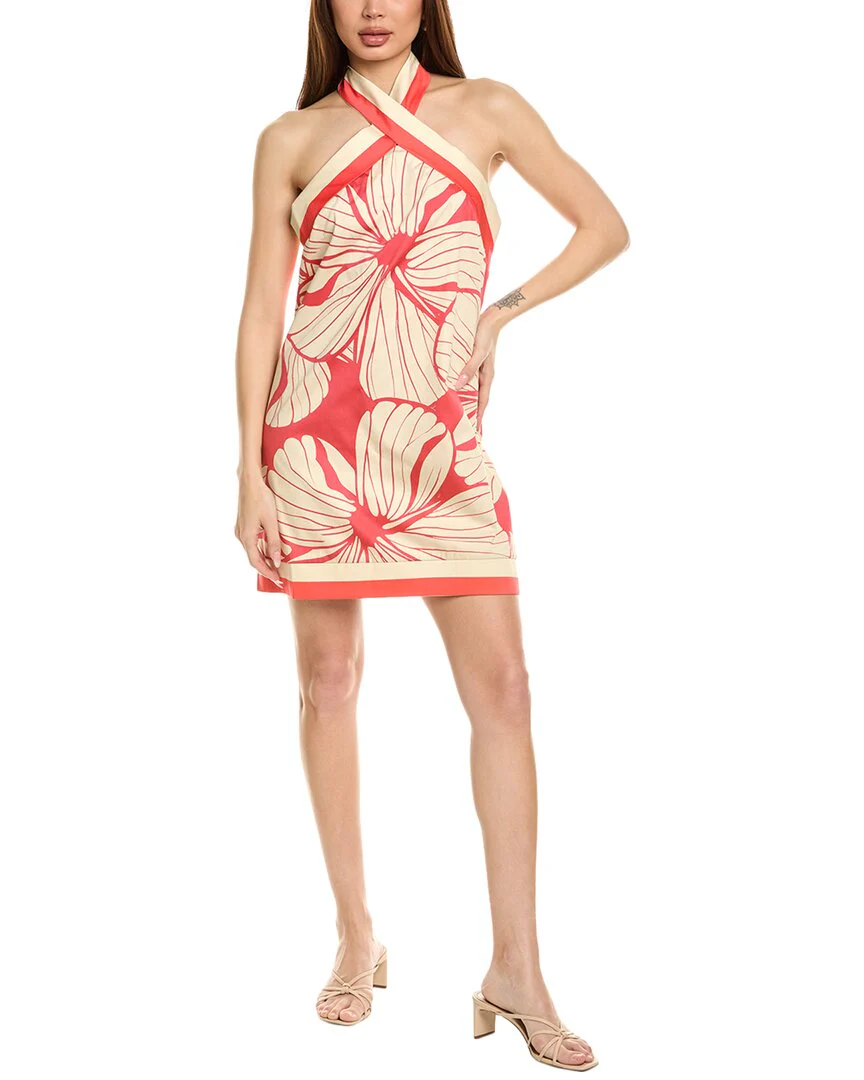Hutch Baker Mini Halter Dress — Coral Floral (Size 12)