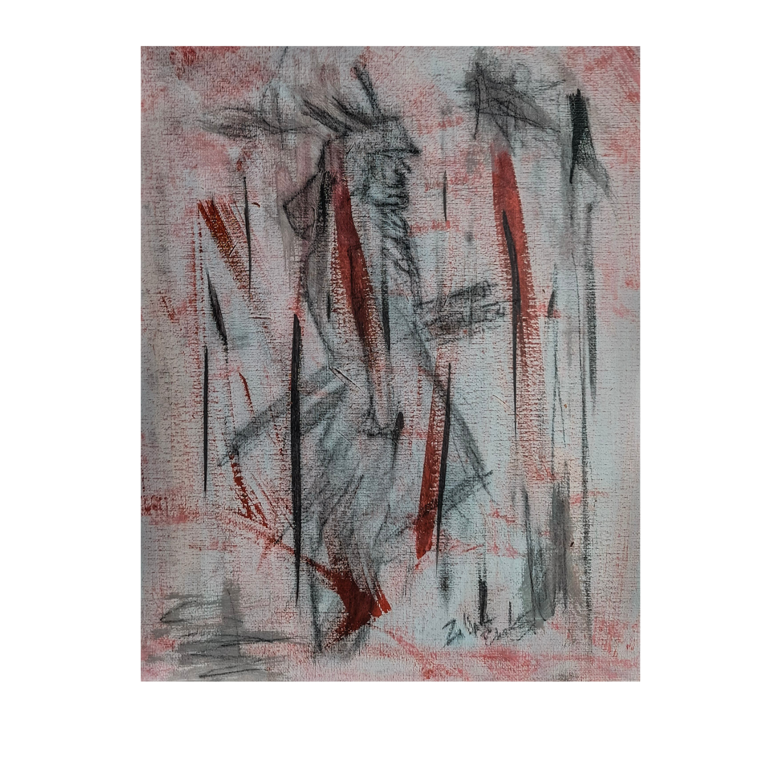 BLACK STRIKE - (Waiting for Battle) 11" x 14", Acrylic and charcoal on canvas board